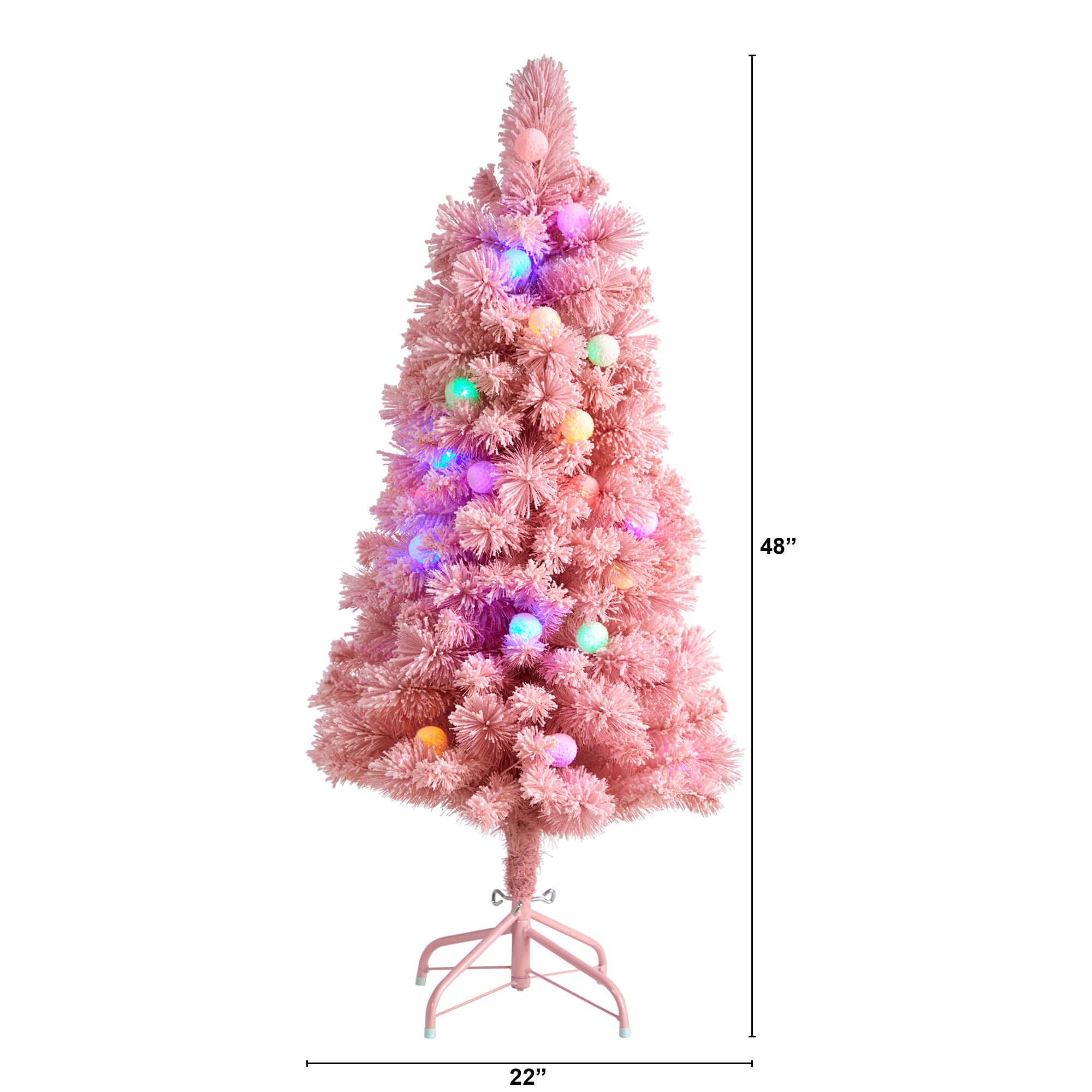 4ft. Pre-Lit Frosted Pink Cashmere Artificial Christmas Tree, Multicolor LED Lights