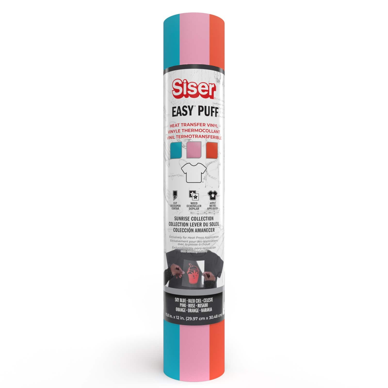 Siser&#xAE; Easy&#xAE; Puff Heat Transfer Vinyl Sampler, Sky, Pink &#x26; Orange