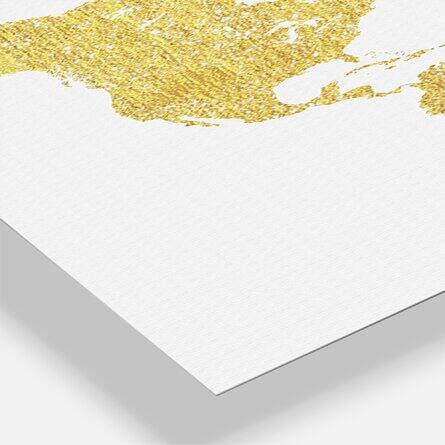 Designart Golden Map Of The Earth Fashion 3 Panel Large Wall Clock