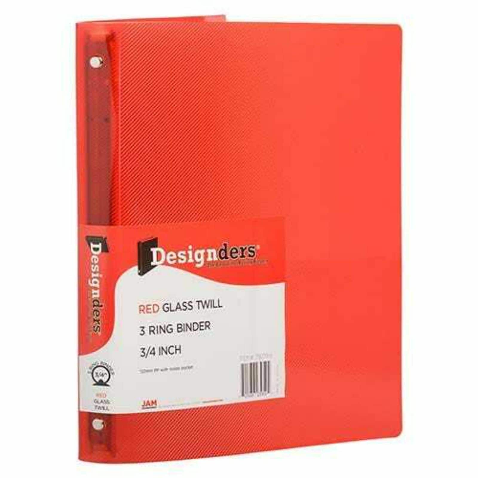 JAM Paper 3/4" Glass Twill Plastic 3-Ring Binders, 4ct.