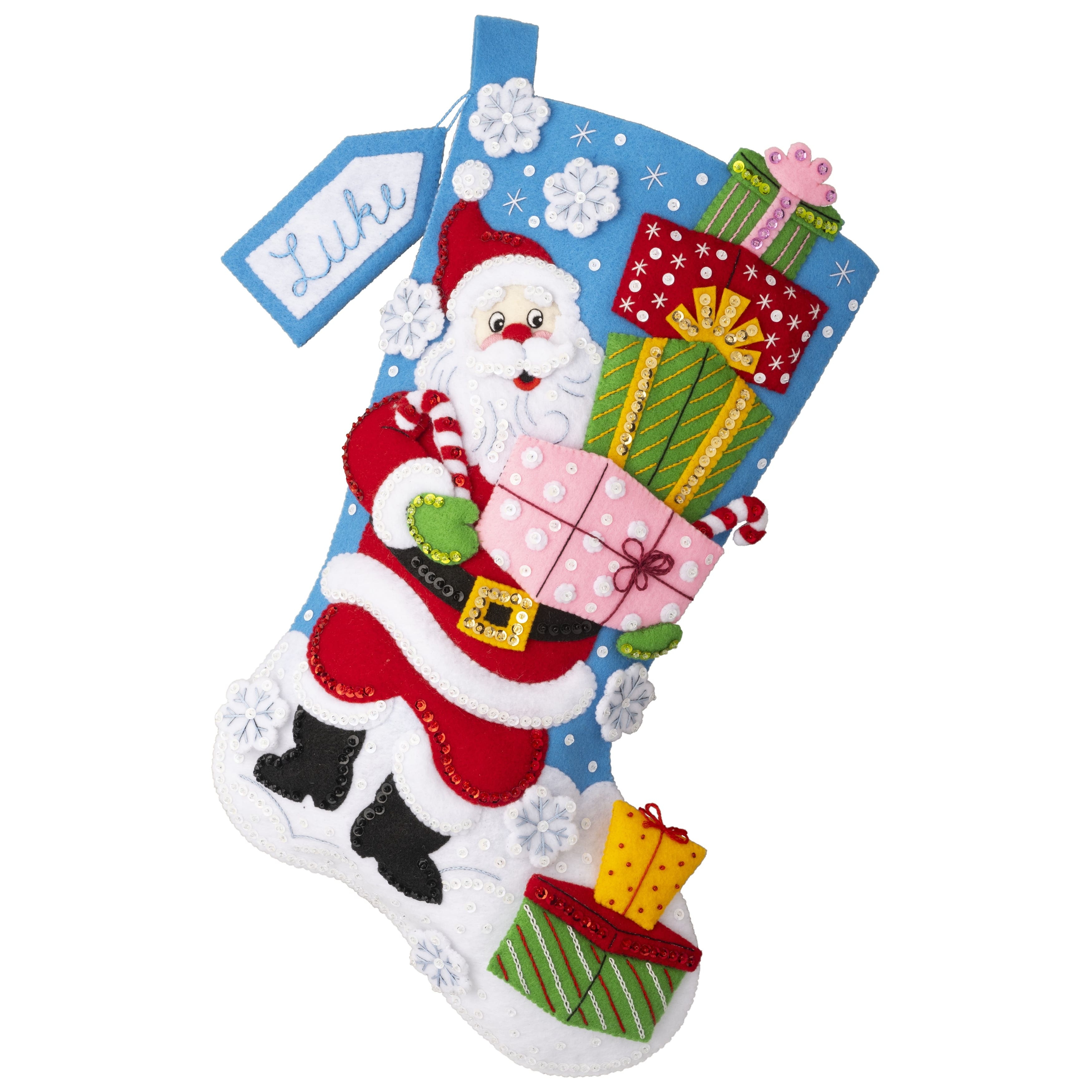 Bucilla&#xAE; 18&#x22; Santa&#x27;s Gifts Galore Felt Stocking Applique Kit