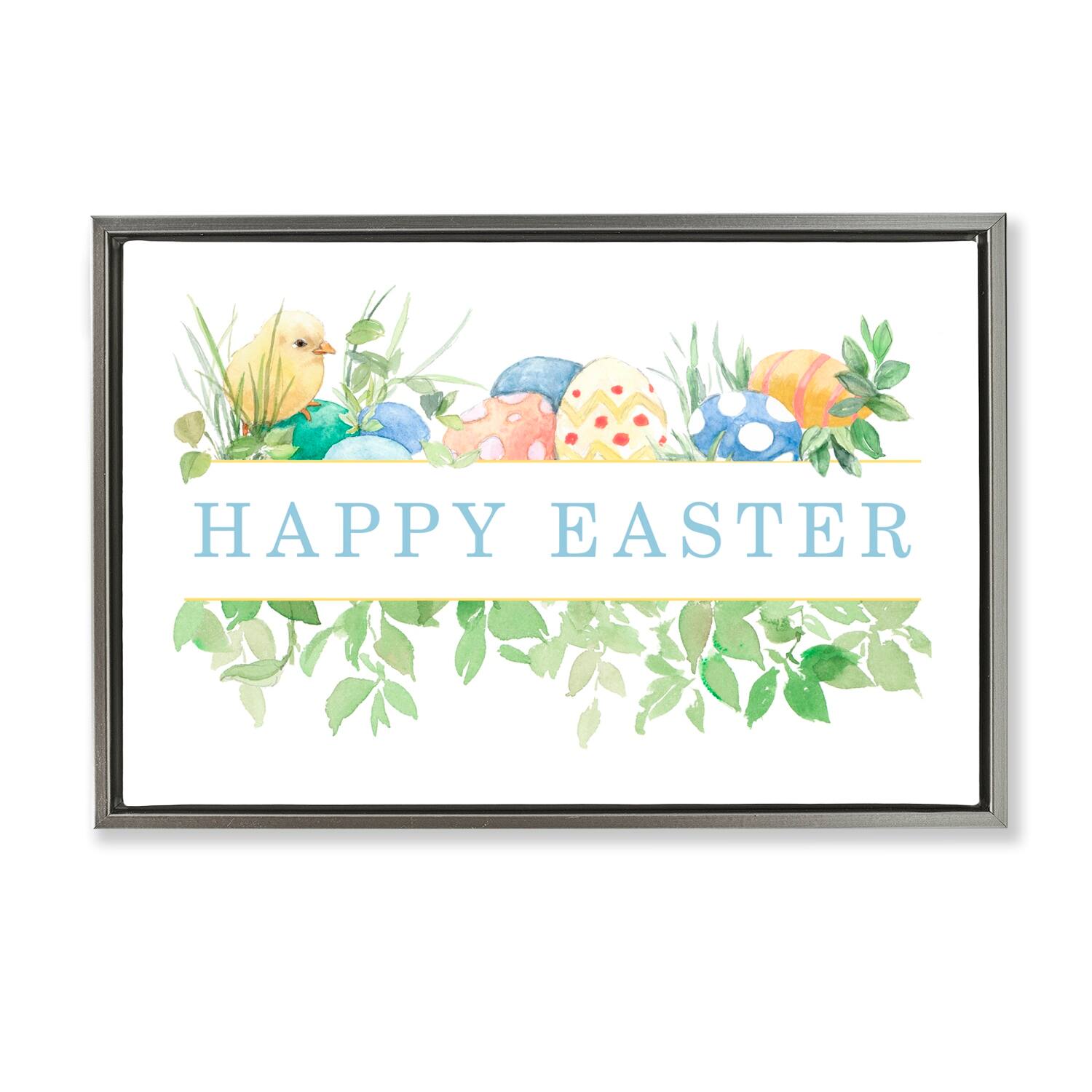 Stupell Industries Floral Happy Easter Floater Framed Art