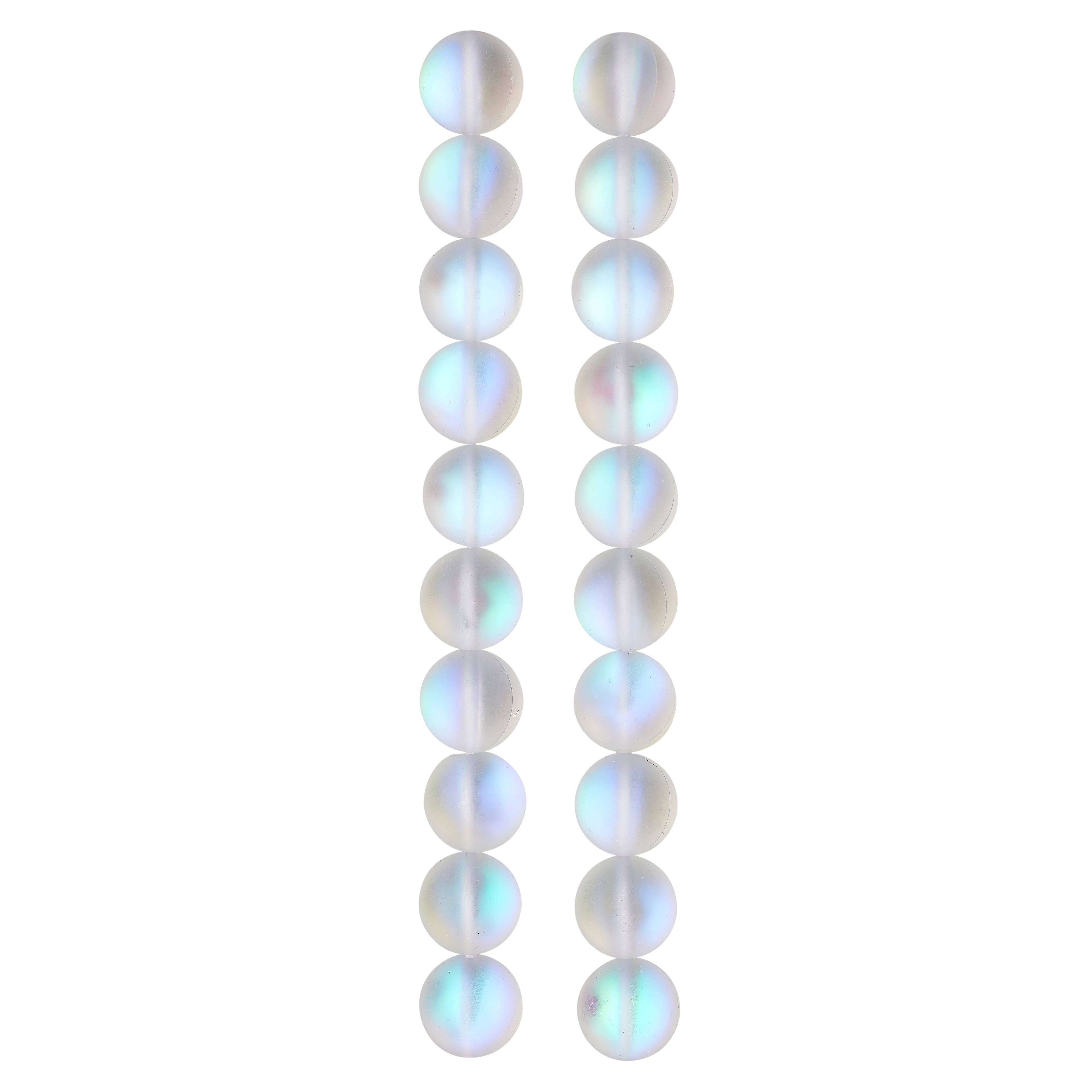 12 Pack: White Opal Glass Round Beads, 10mm by Bead Landing&#x2122;