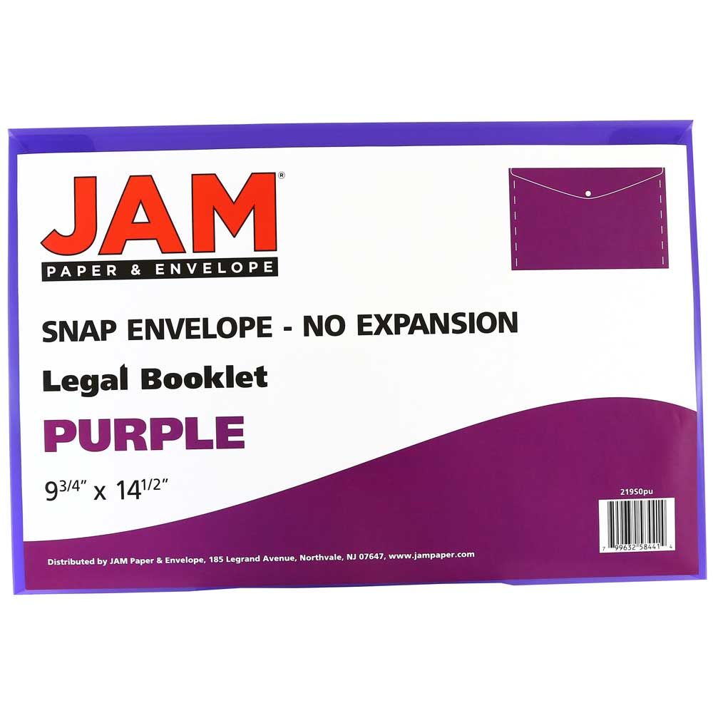 JAM Paper 9.8" x 14.5" Plastic Snap Closure Envelopes, 12ct.