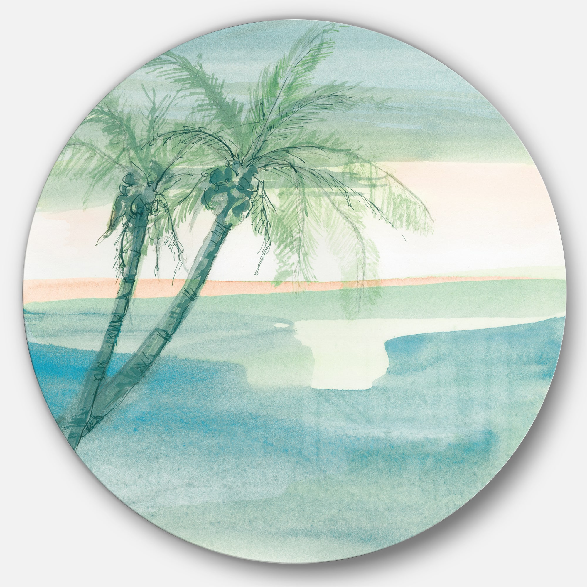 Designart - Peaceful Dusk I Tropical - Nautical & Coastal Metal Circle ...