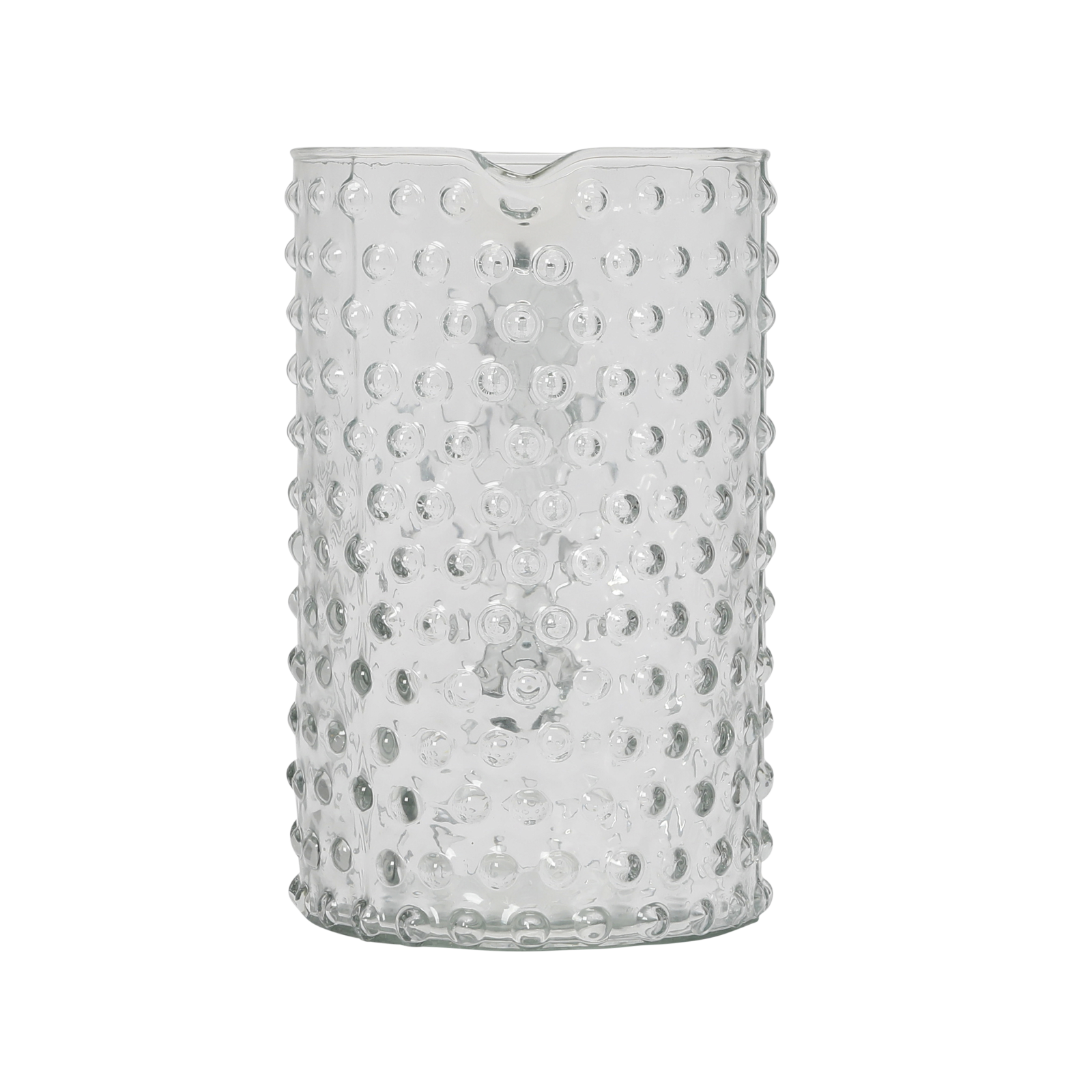 Clear Hand-Blown Hobnail Glass Pitcher