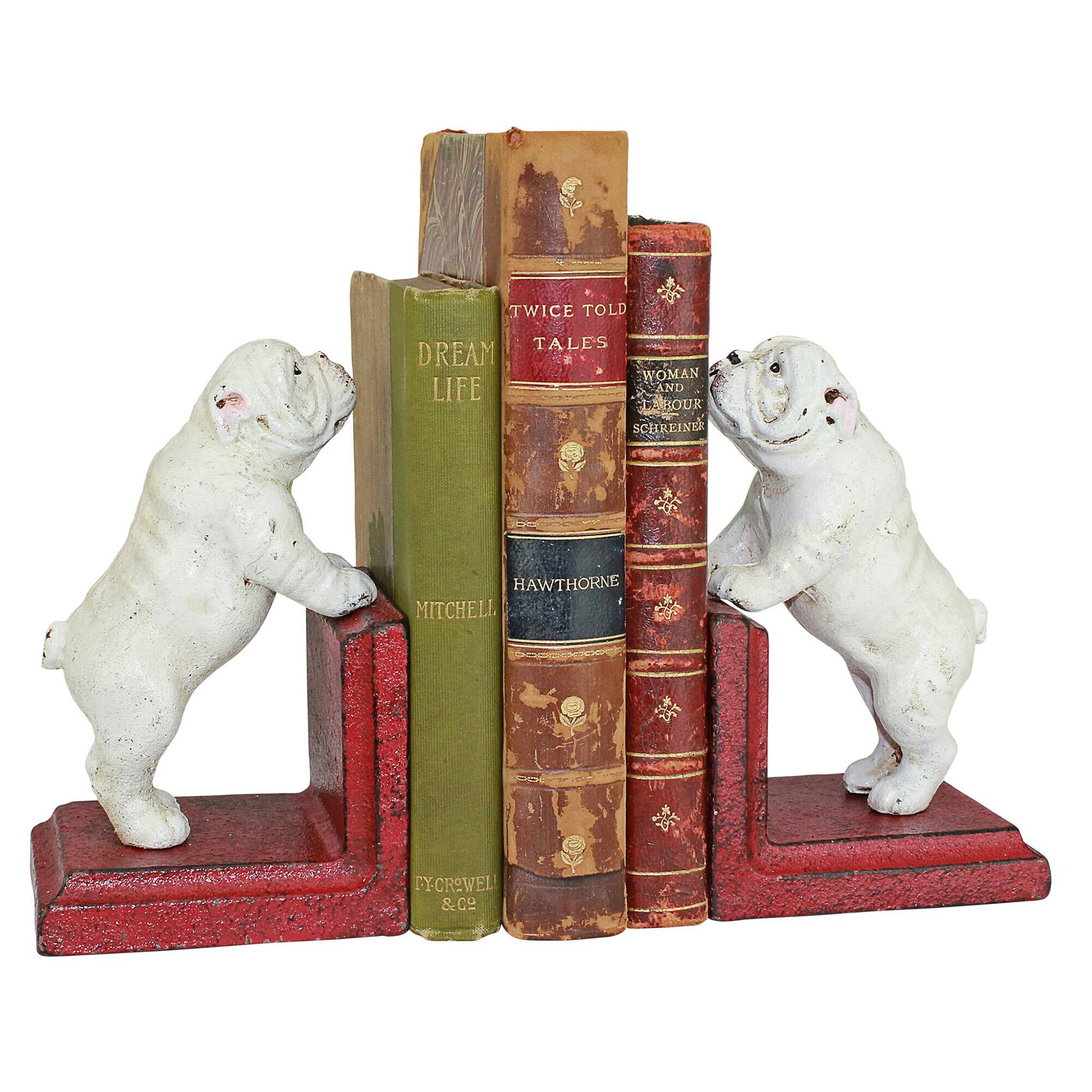 5.5&#x22; Over the Fence Bulldog Cast Iron Bookend Set