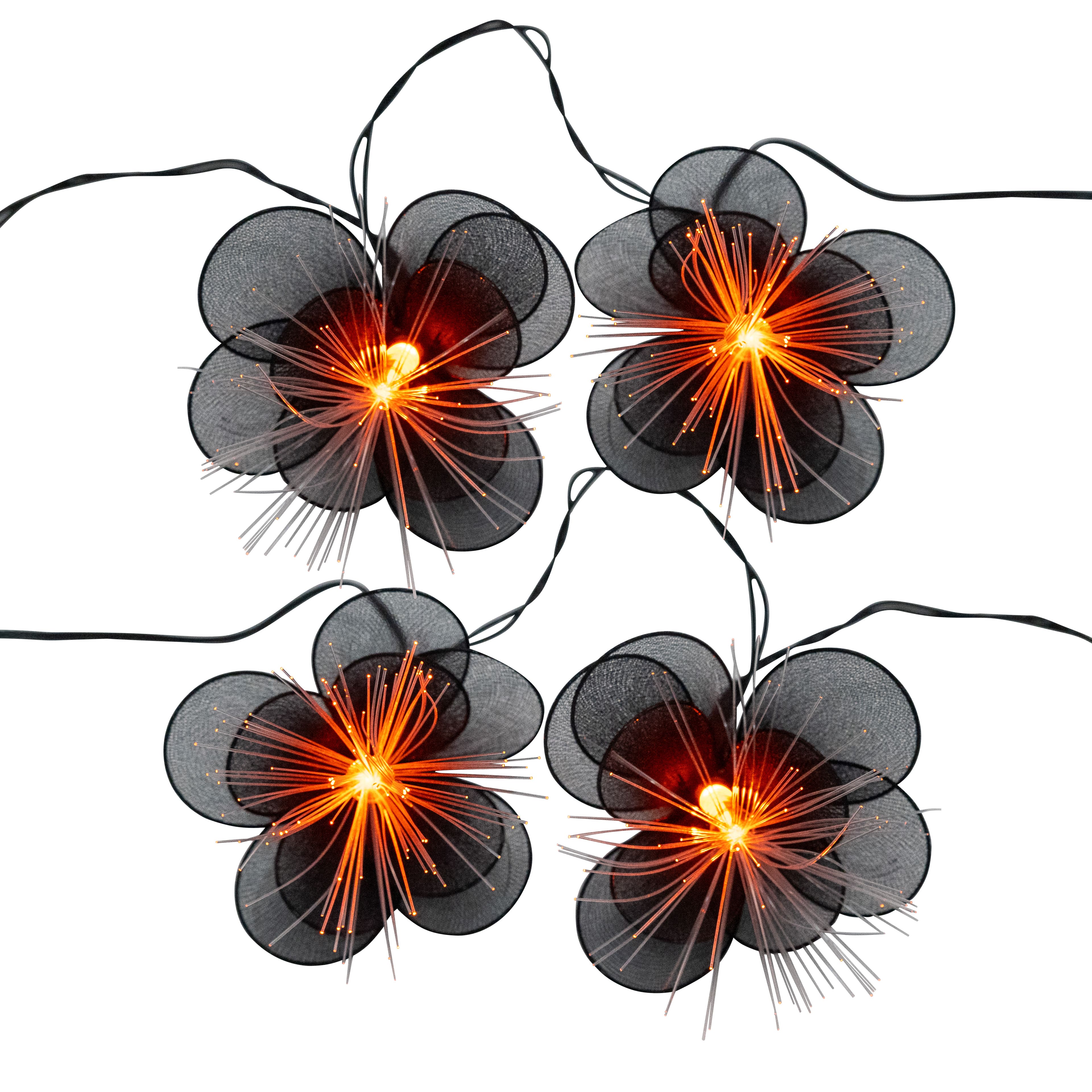 6ft. Black Flower Icon Fiber Optic String Lights by Ashland®