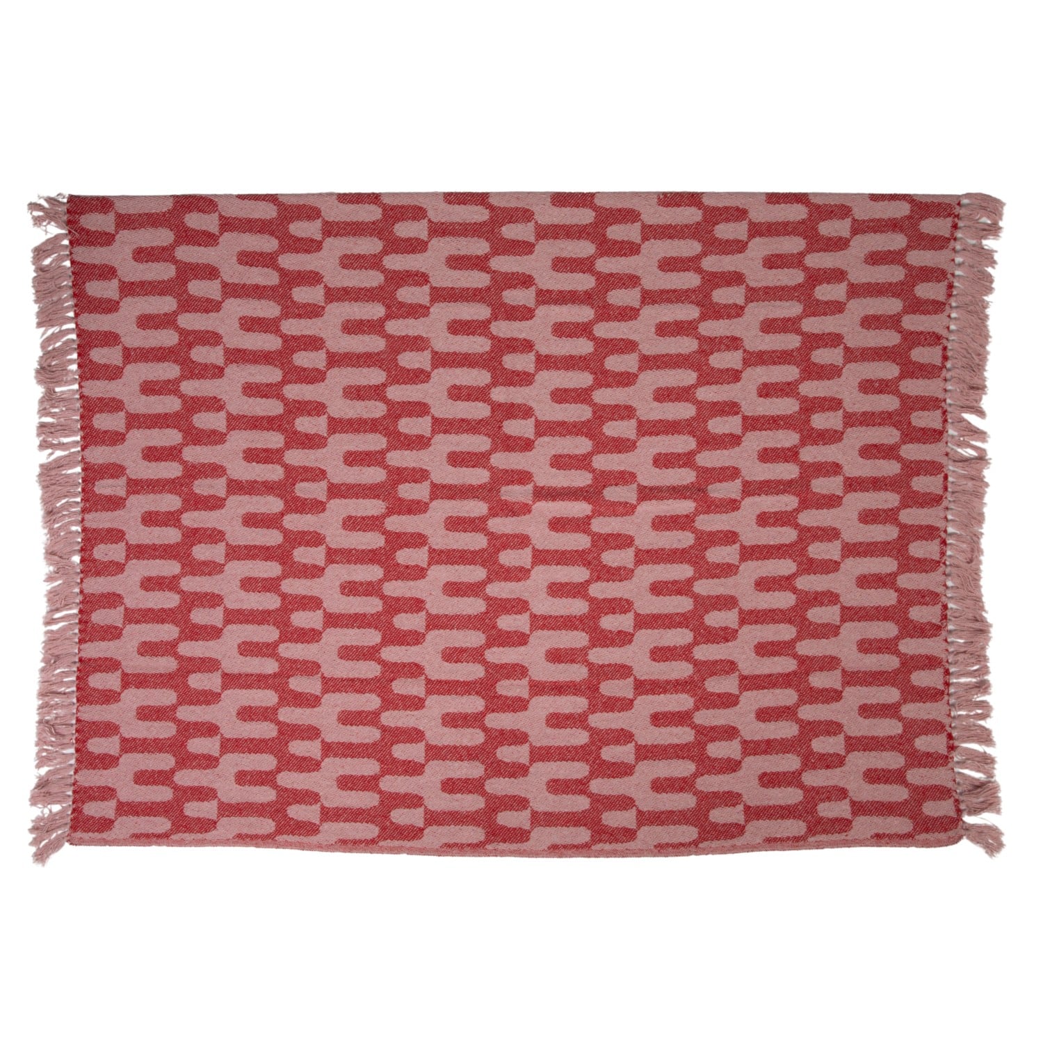 Hello Honey® 60" Red & Pink Patterned Throw Blanket with Fringe
