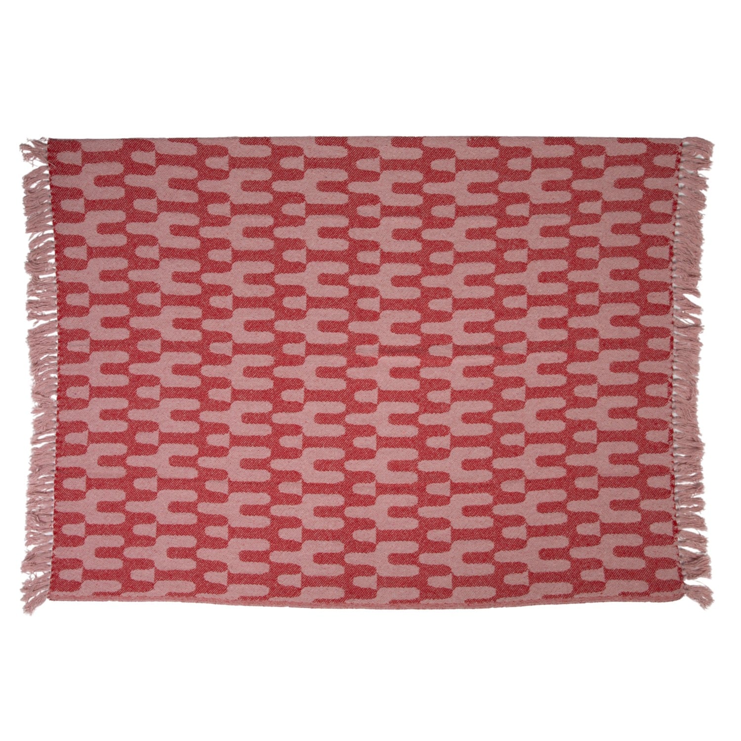 60&#x22; Red &#x26; Pink Patterned Throw Blanket with Fringe