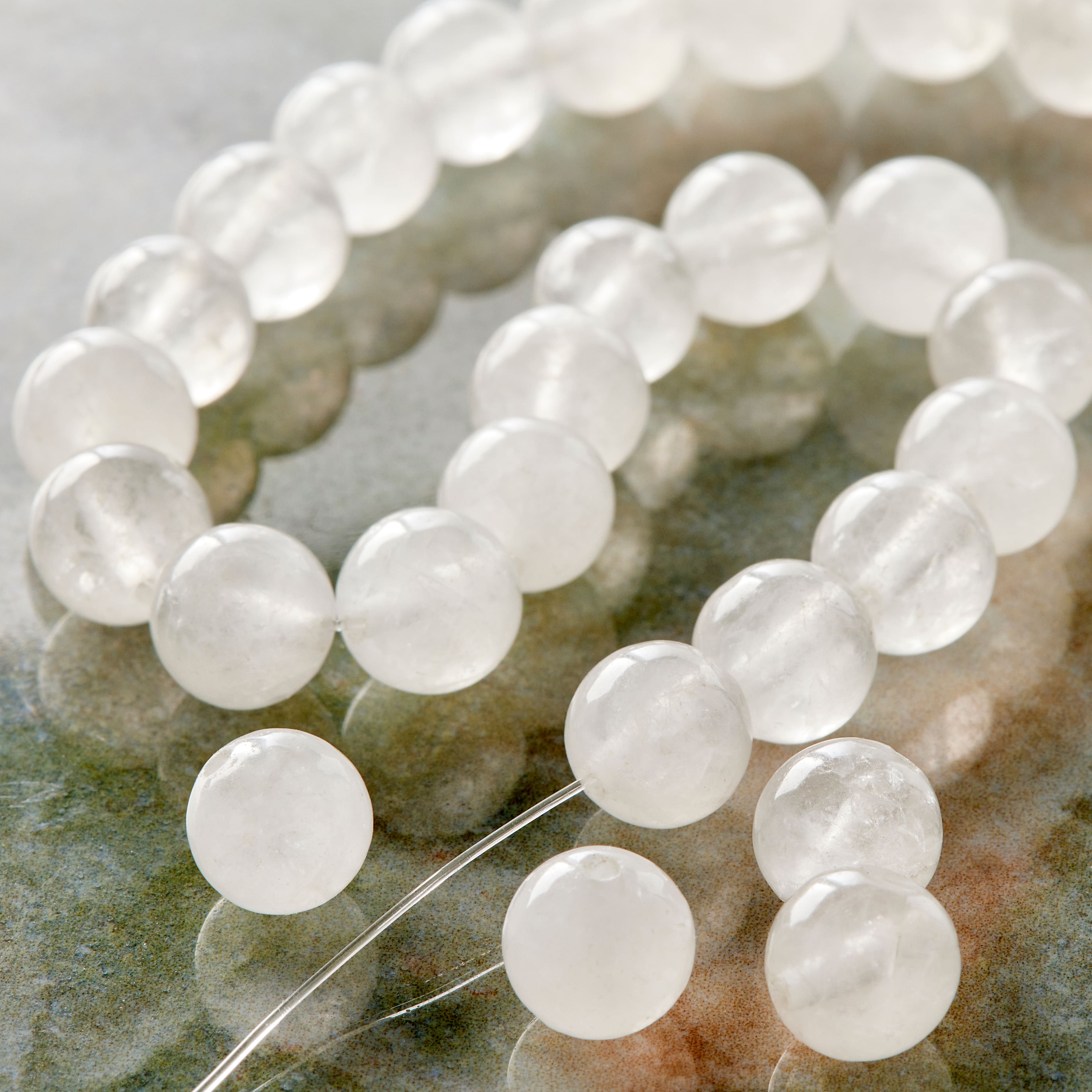 White Quartzite Round Beads, 8mm by Bead Landing™