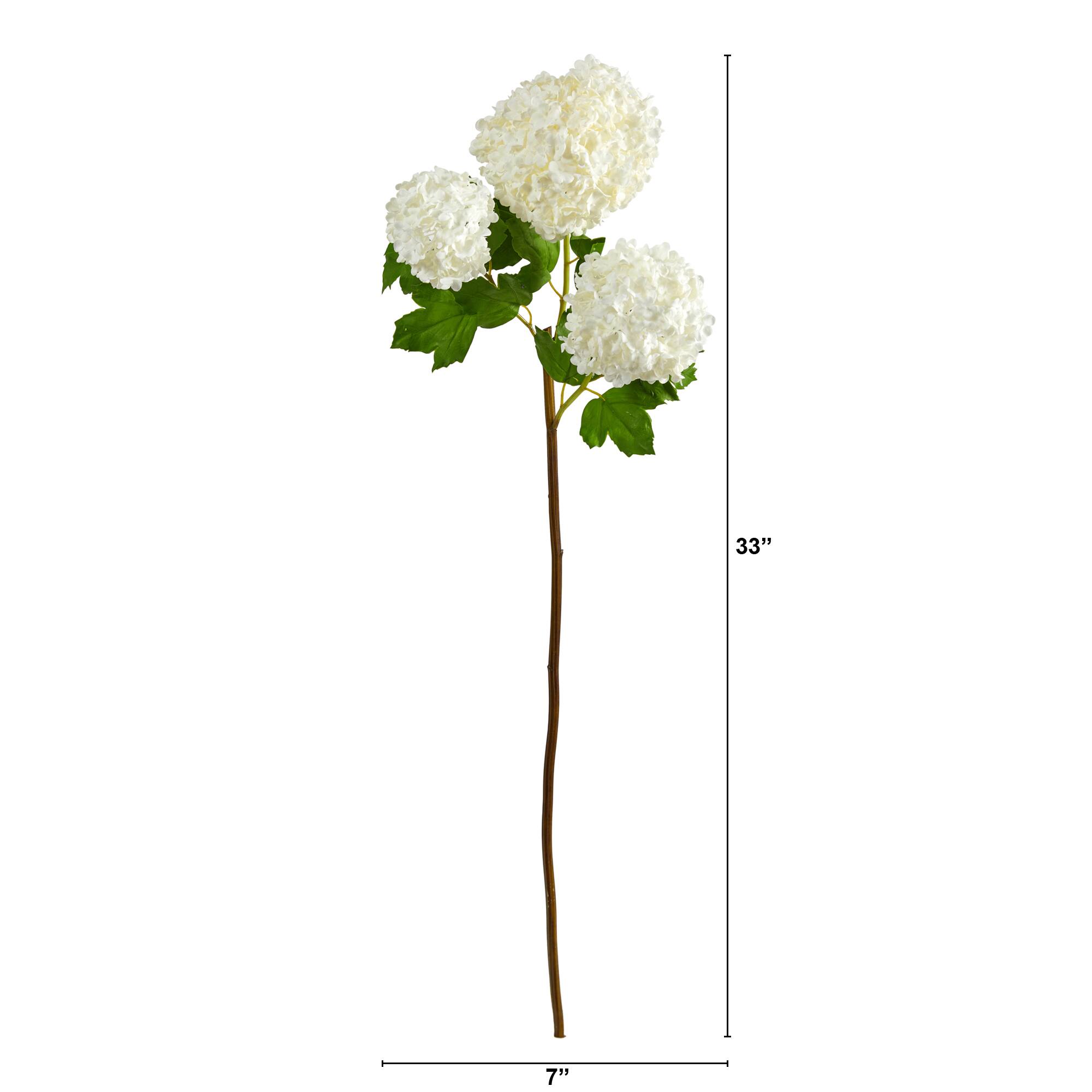 White Snowball Hydrangea Artificial Flower Stem, 2ct.