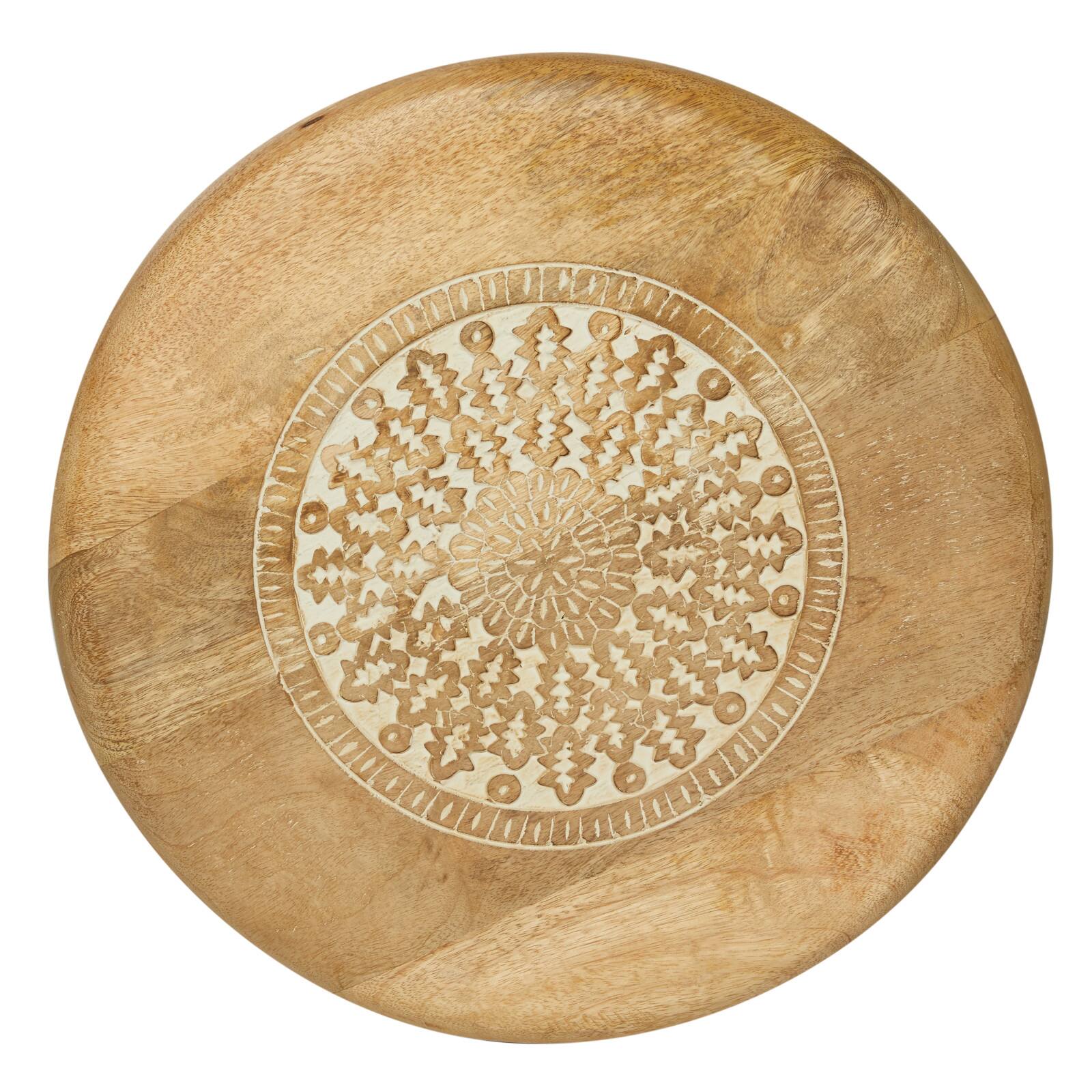 22&#x22; Brown Mango Wood Traditional Accent Table