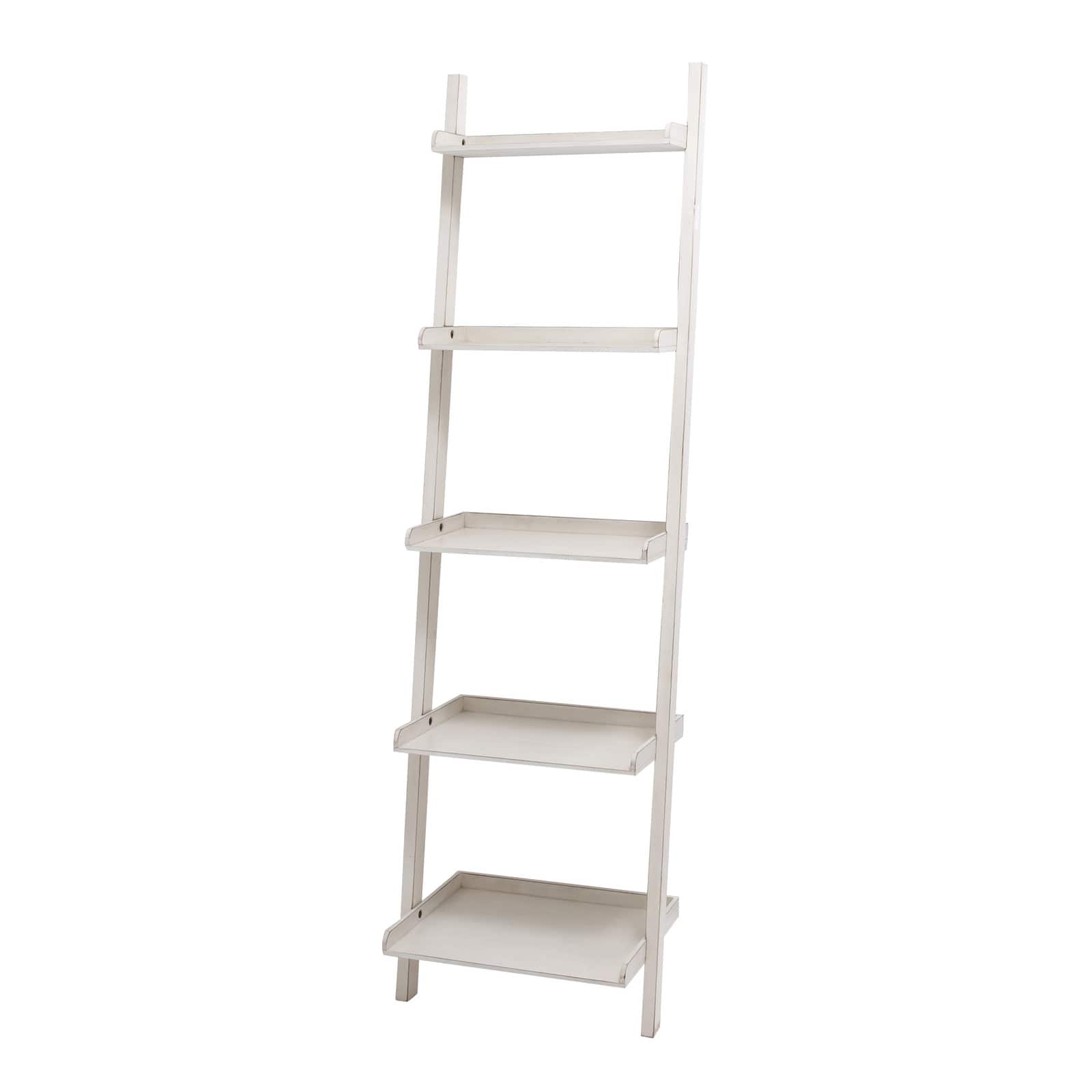 White Wood Traditional Shelving Unit, 69 " x 20 " x 14 "