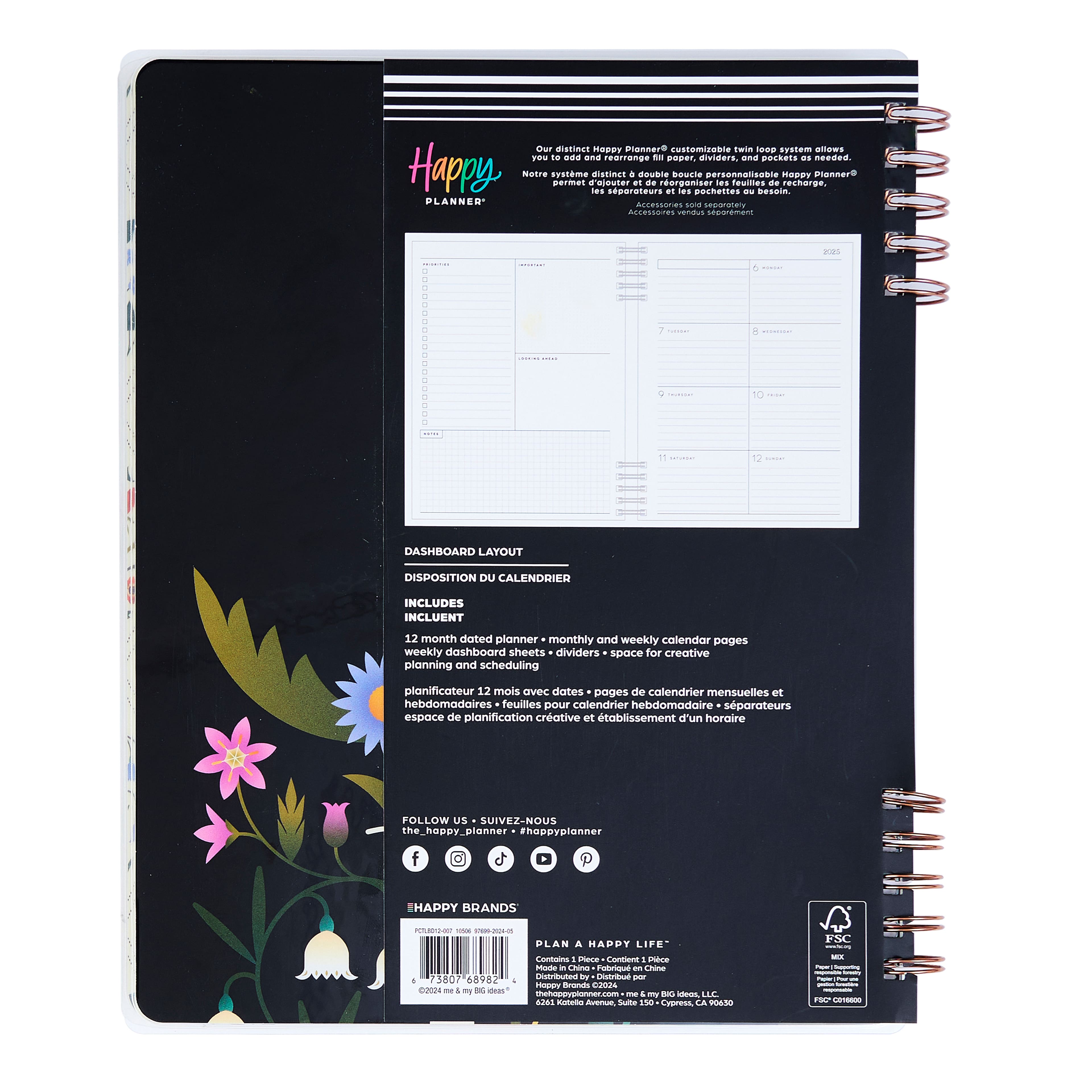 The Big Happy Planner&#xAE; Customizable Twin Loop Radiant Garden