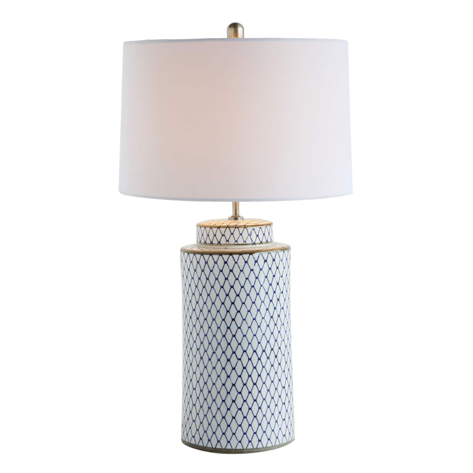 28&#x22; Indigo &#x26; White Ceramic Table Lamp