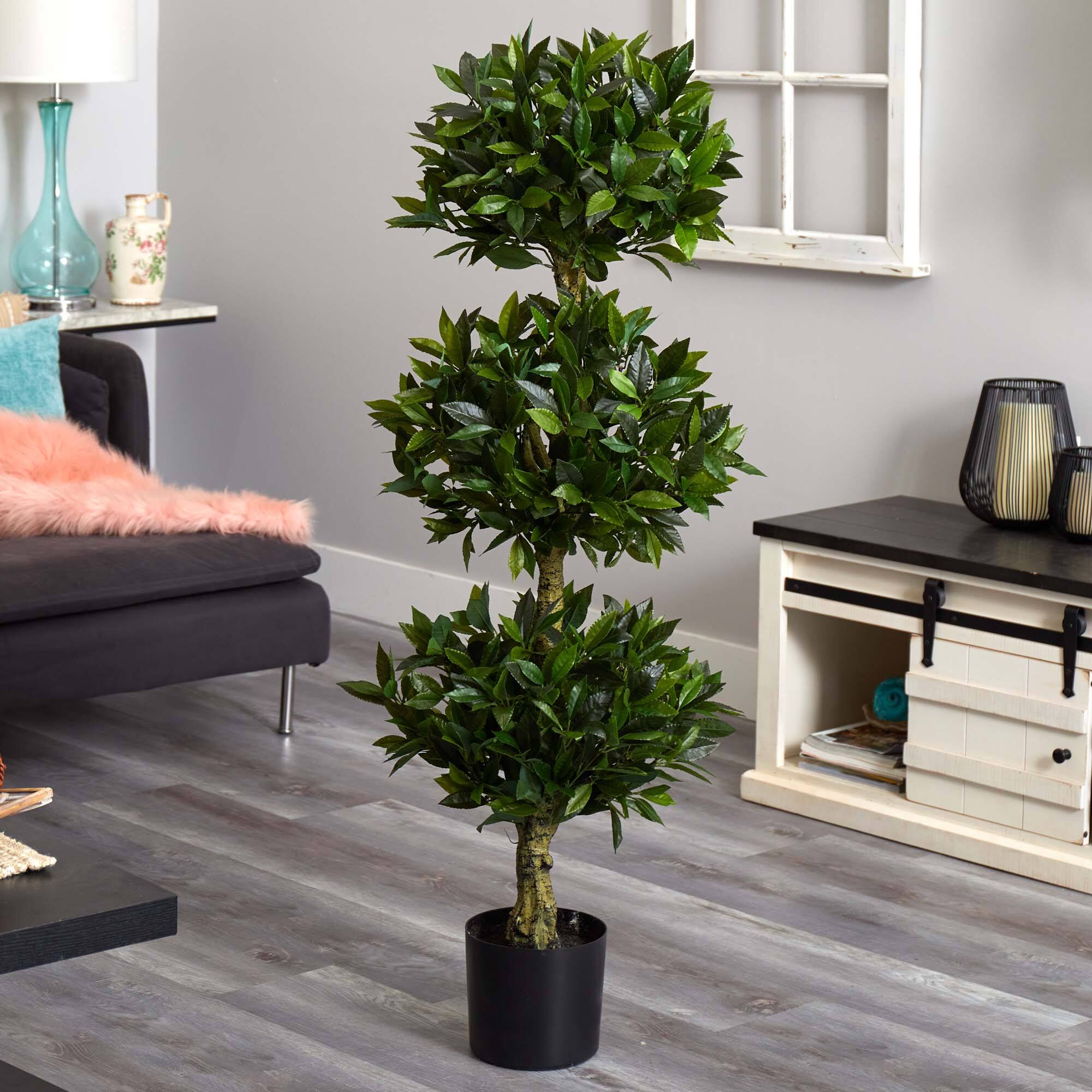5ft. Potted UV Resistant Triple Bay Leaf Topiary Tree