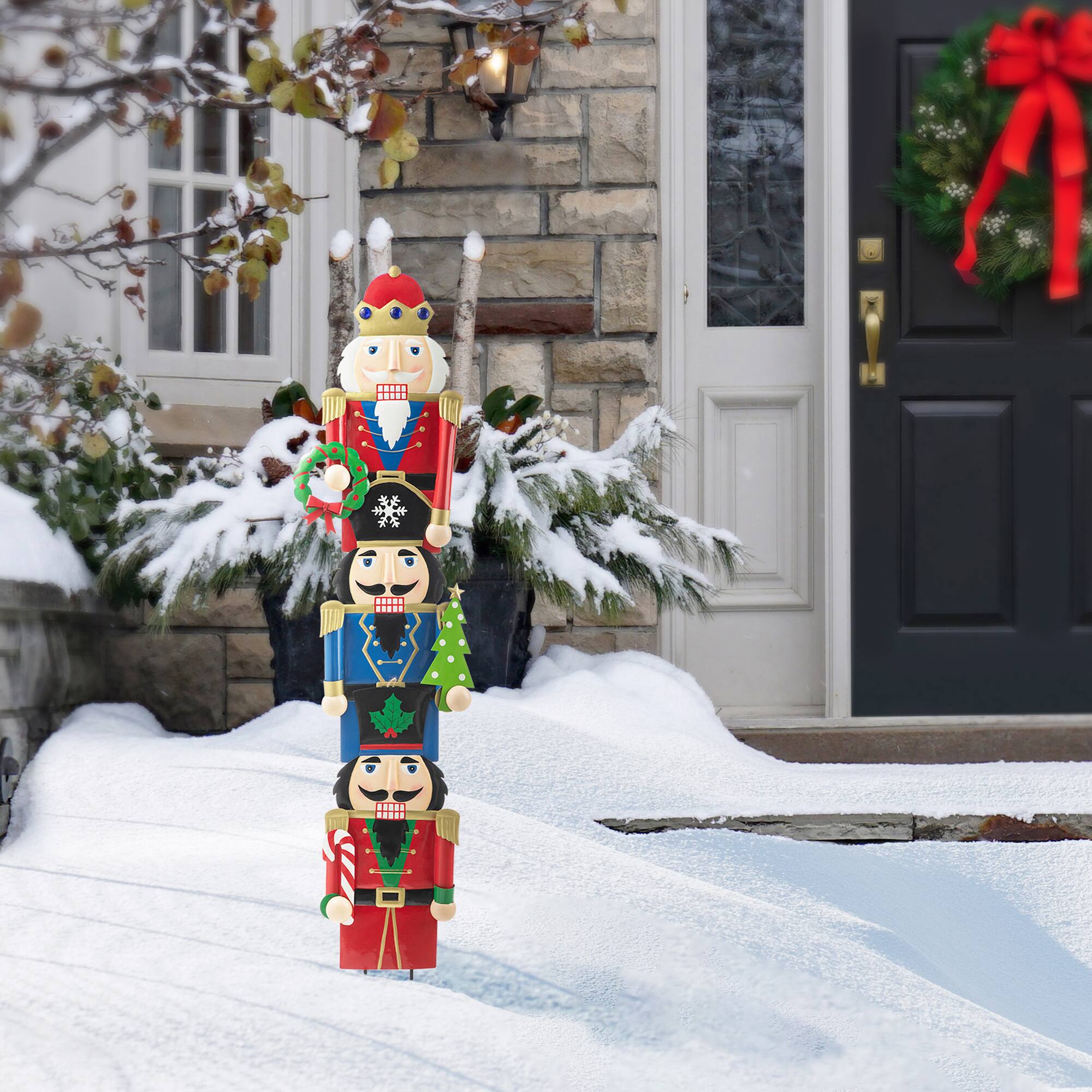 Glitzhome® Metal Nutcracker Yard Stake/Décor Accent Set