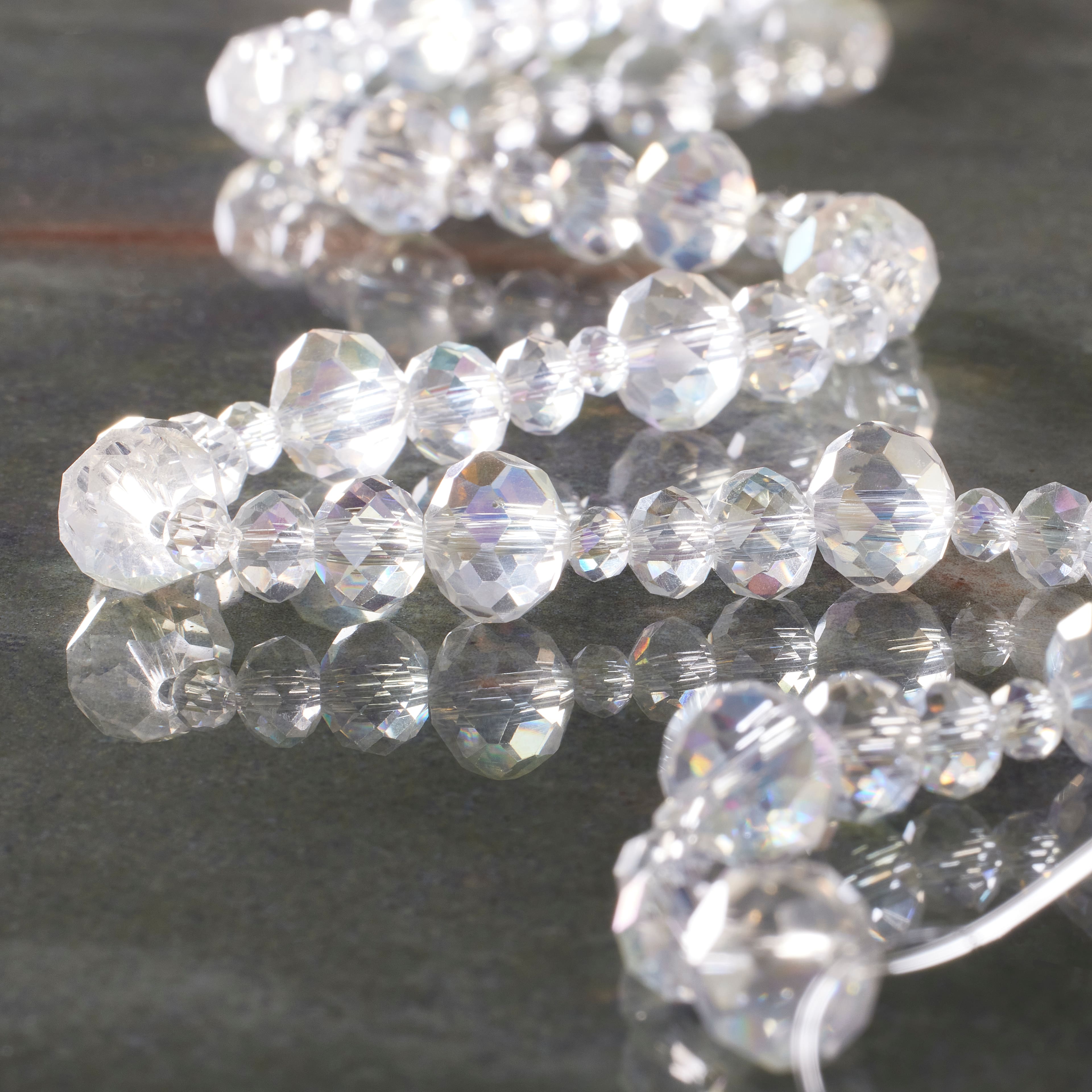 12 Packs: 4 ct. (48 total) Clear Faceted Glass Rondelle Beads by Bead Landing&#x2122;