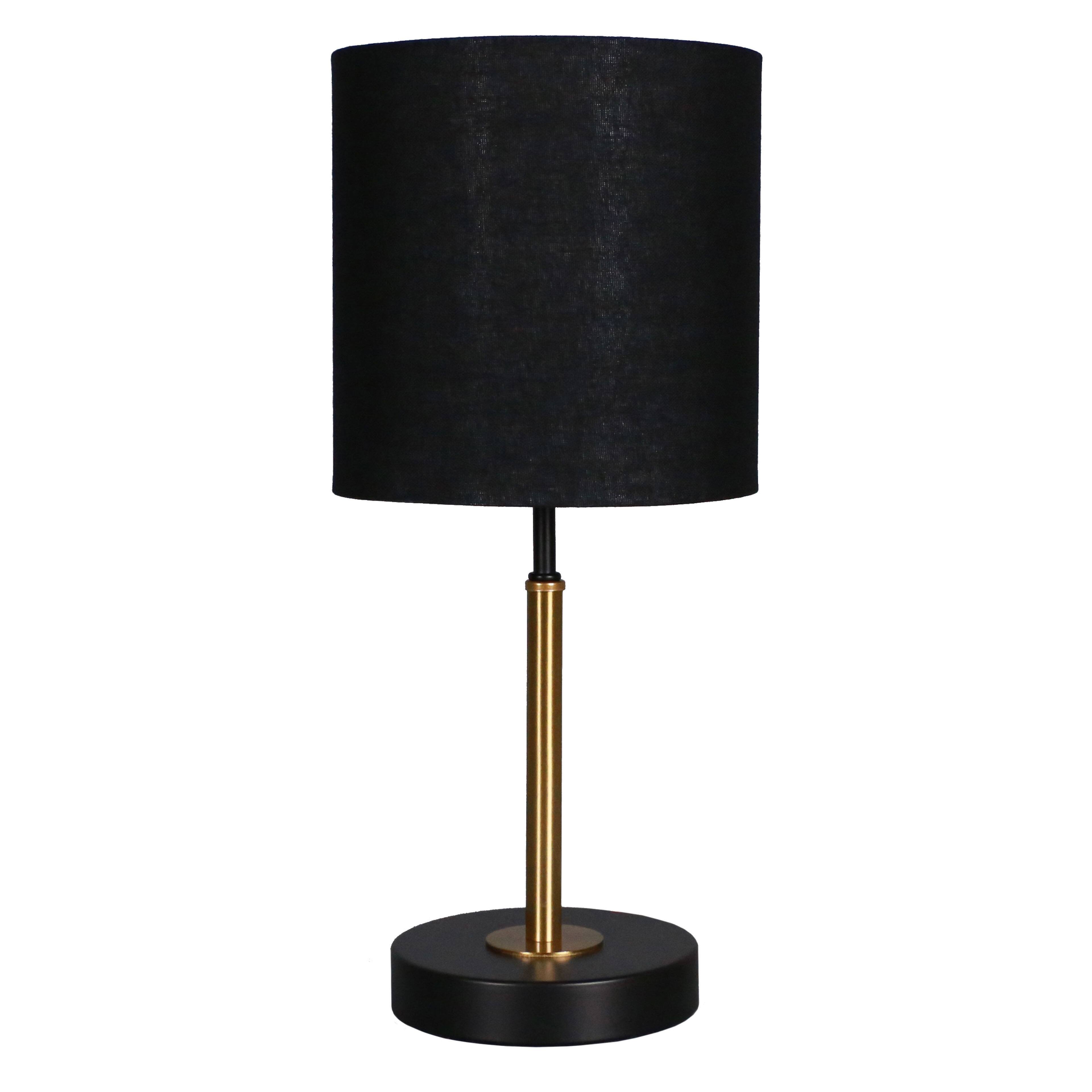 15.5" Gold & Black Metal Table Lamp with Black Fabric Shade by Ashland®