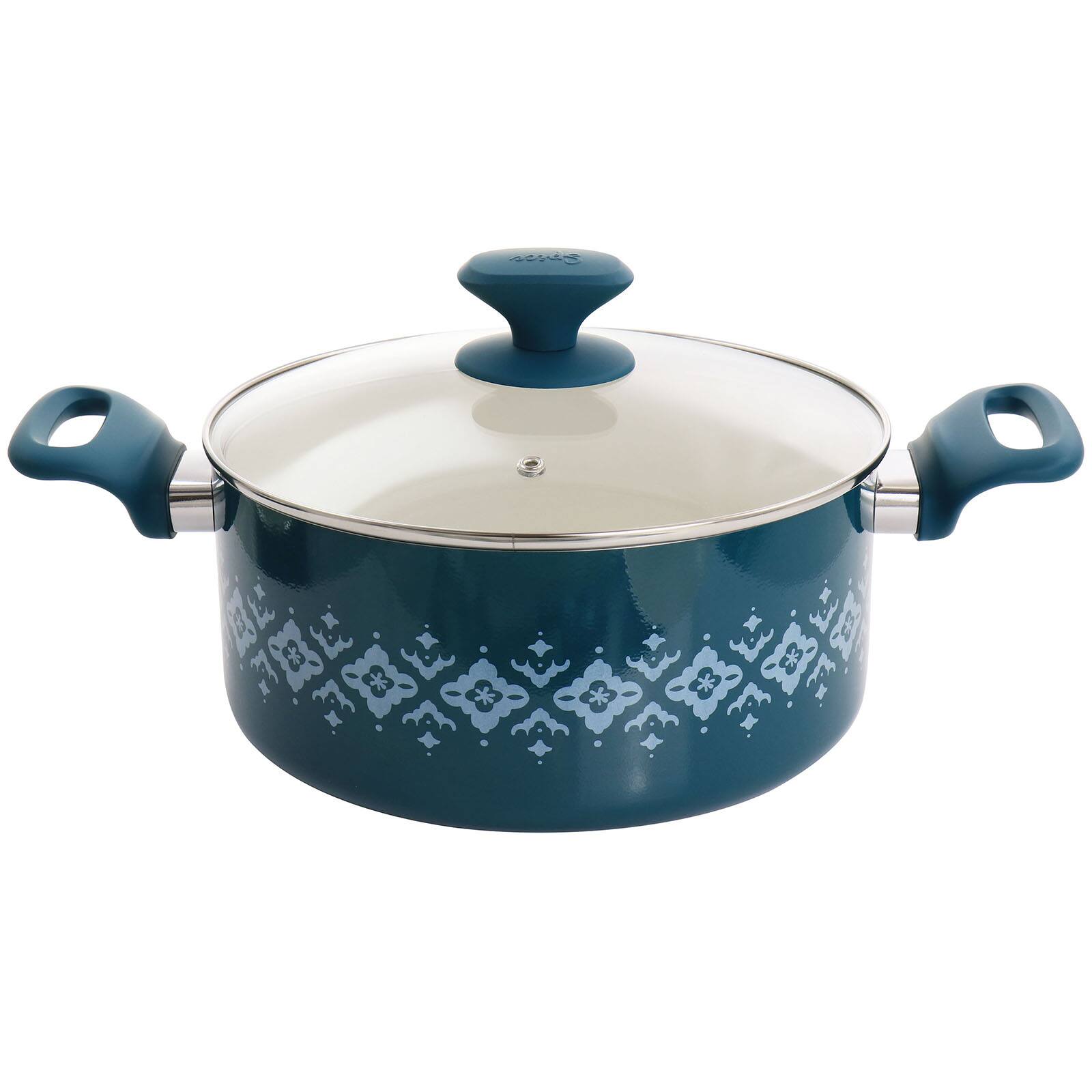 Spice by Tia Mowry Savory Saffron Teal 7 Piece Ceramic Nonstick Aluminum Cookware Set with Nylon Utensils