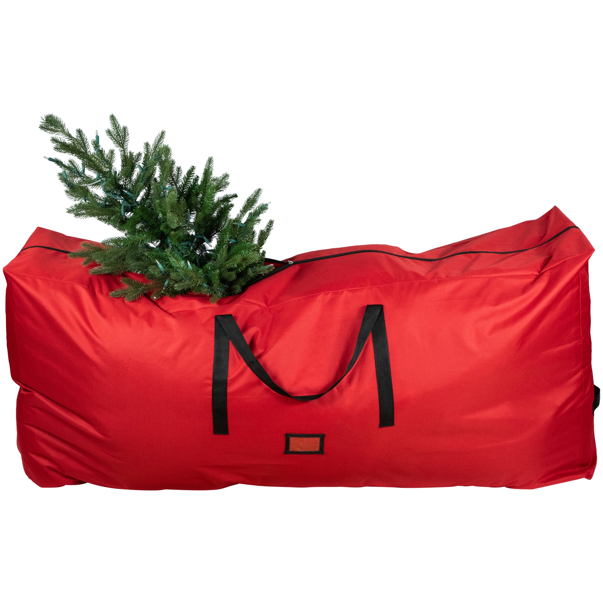 57" Red Quilted Rolling Christmas Tree Storage Bag for Trees up to 9ft.