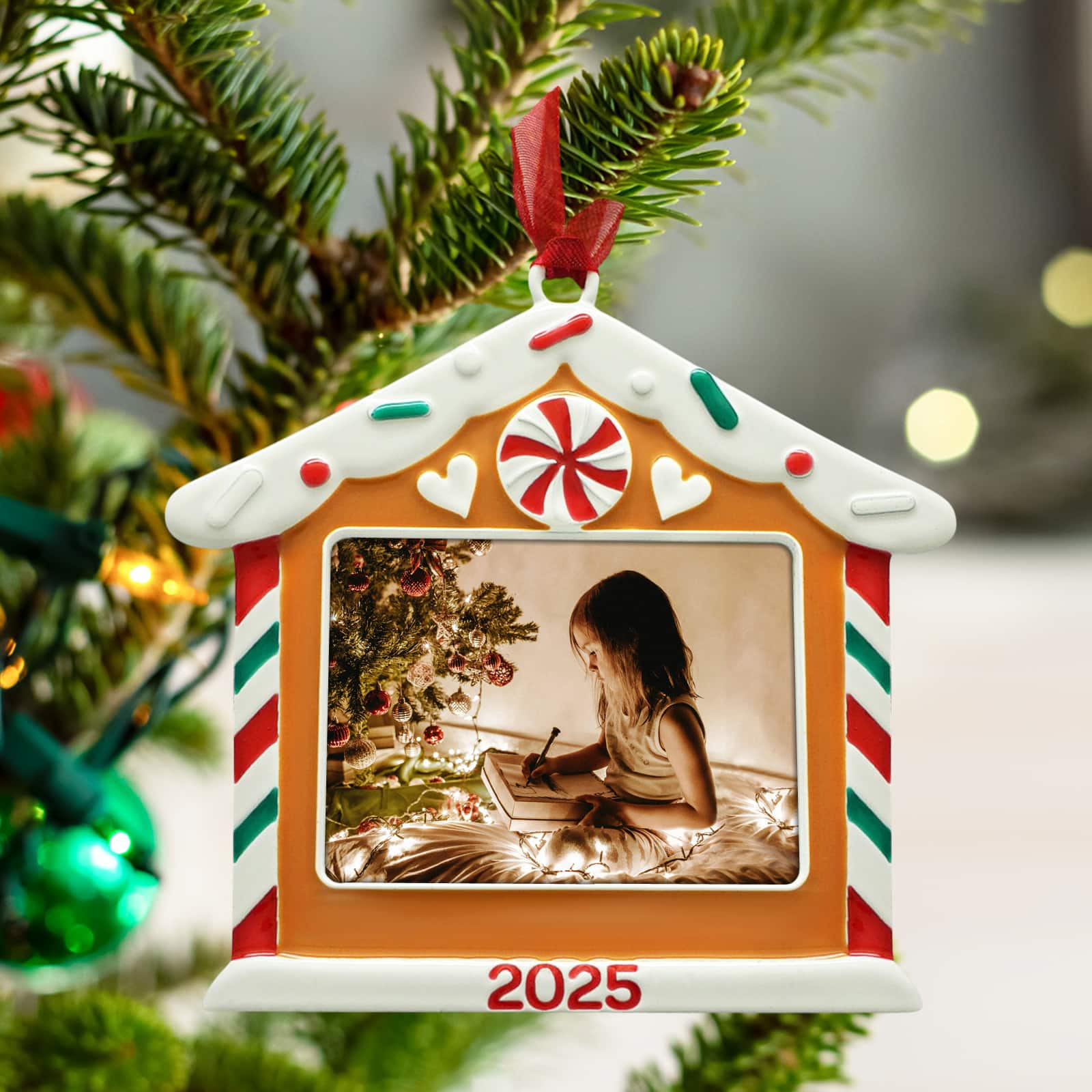 1.75&#x22; x 2.25&#x22; Gingerbread House 2025 Metal Ornament Frame by Studio D&#xE9;cor&#xAE;