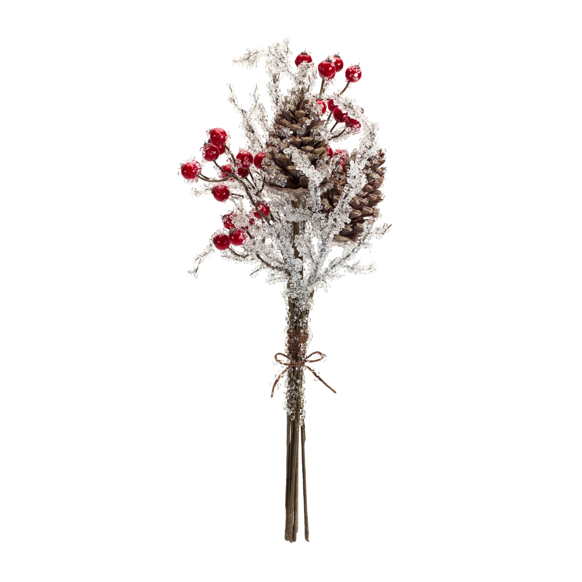 17.25&#x22; Silver, Brown and Red Icy Twig/Cone/Berry Bundle, 6ct.