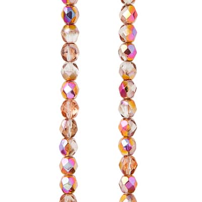 Amber Faceted Czech Glass Round Beads, 6mm by Bead Landing™ image