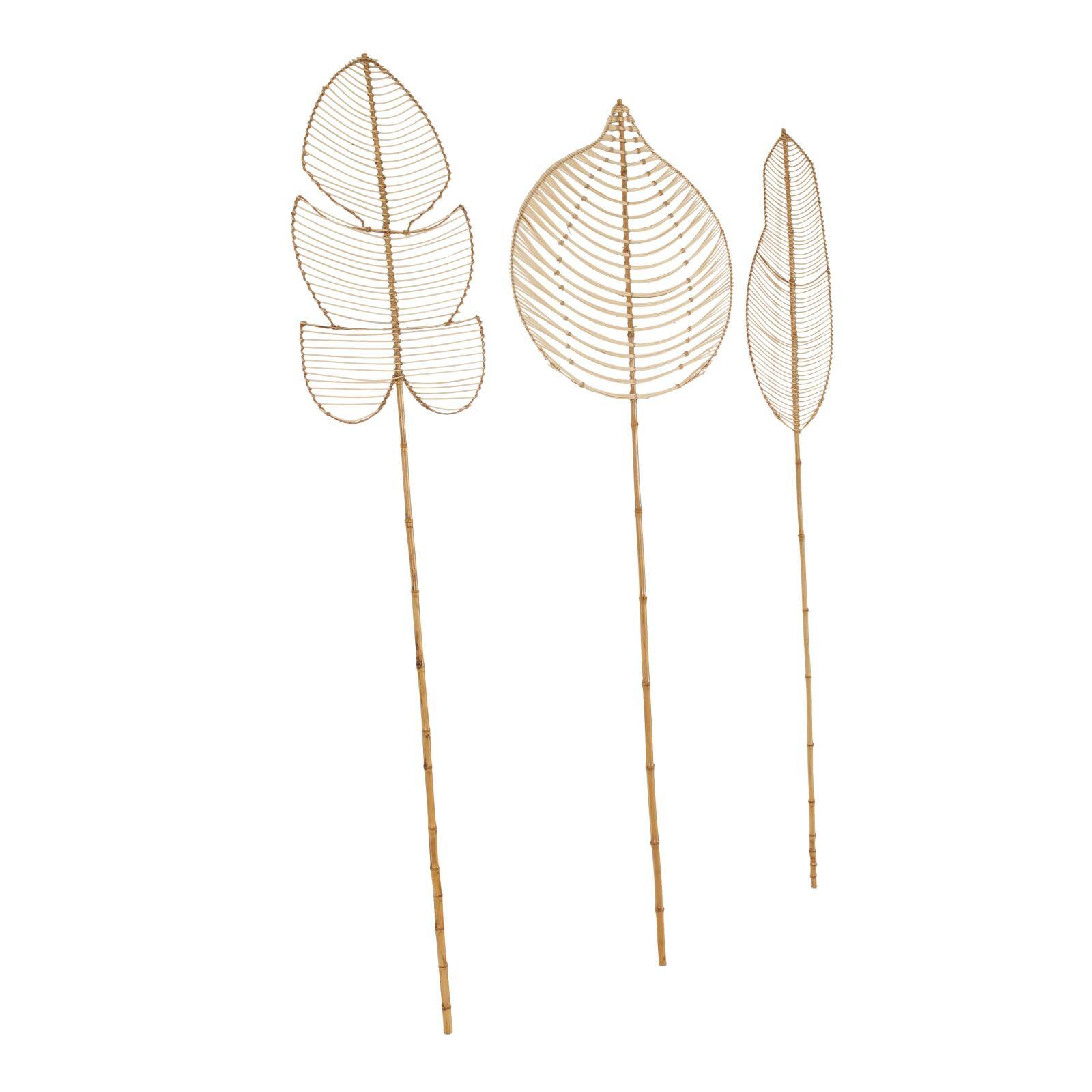79&#x22; Brown Rattan Leaf Handmade Palm Leaf