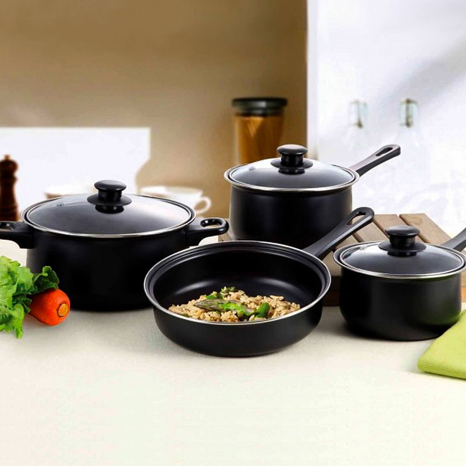 Gibson Home® Chef Du Jour 7-Piece Black Carbon Steel Nonstick Cookware Set