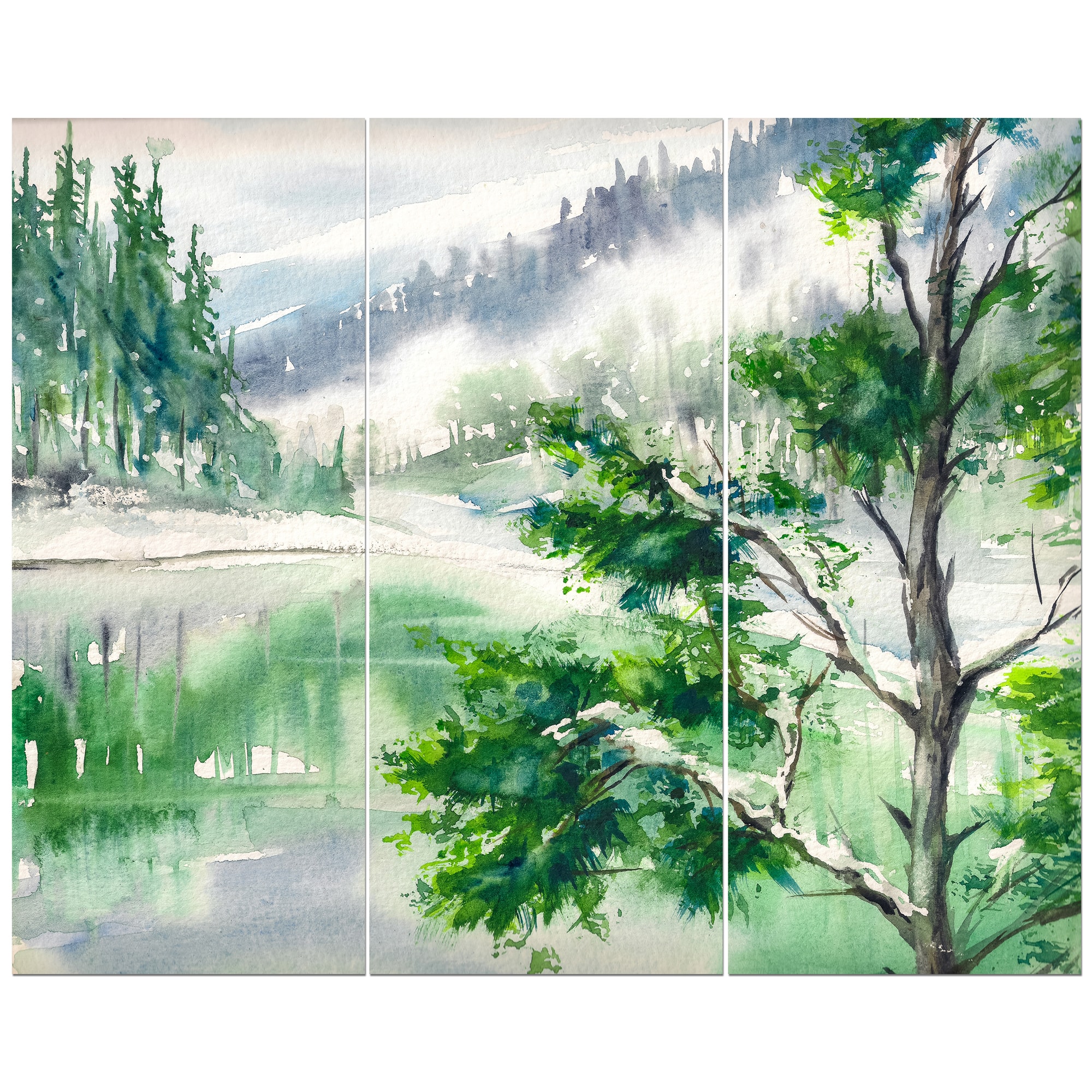 Designart - Lake and Mountains in Winter Season