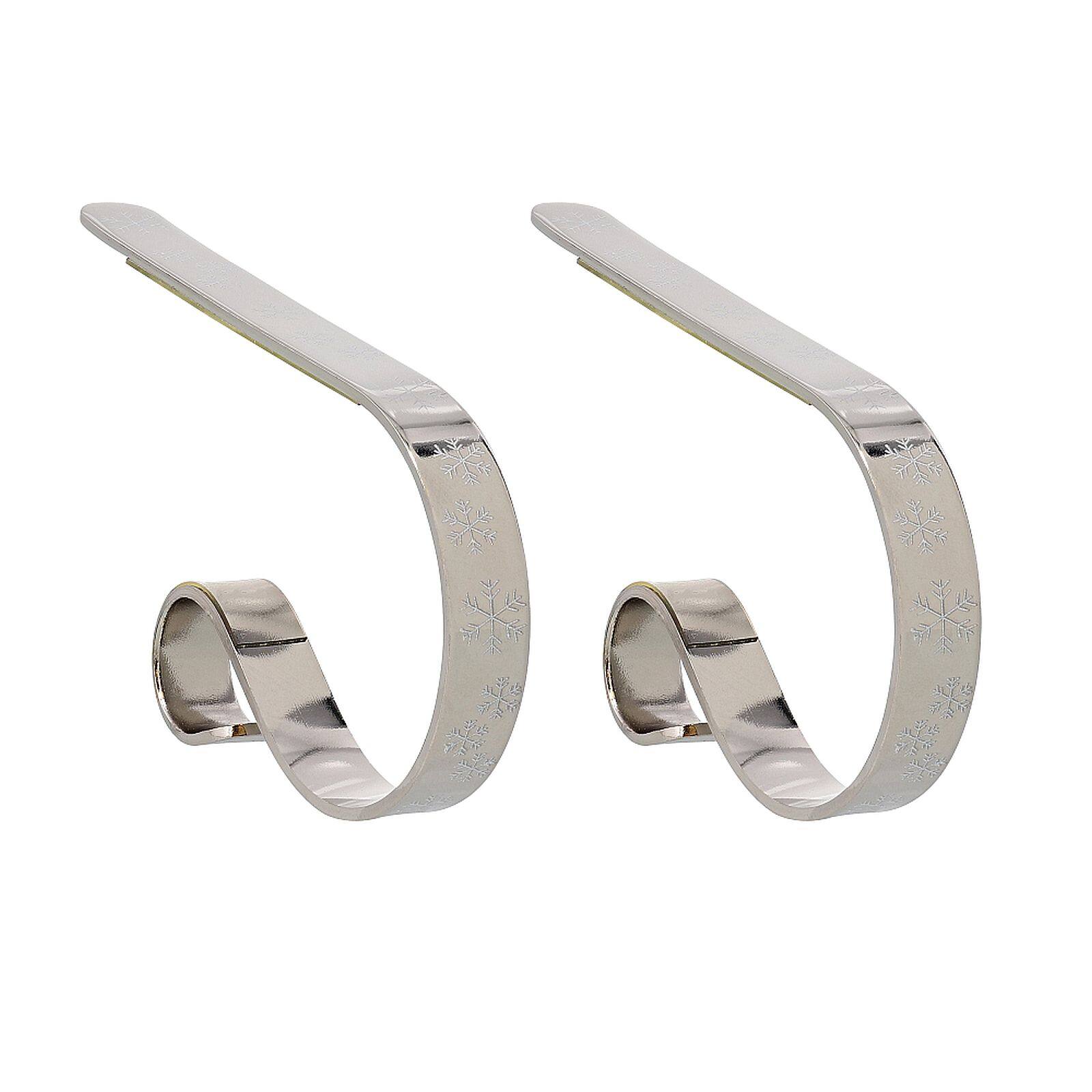 Original MantleClip® Silver with White Snowflakes Stocking Holders, 2ct.