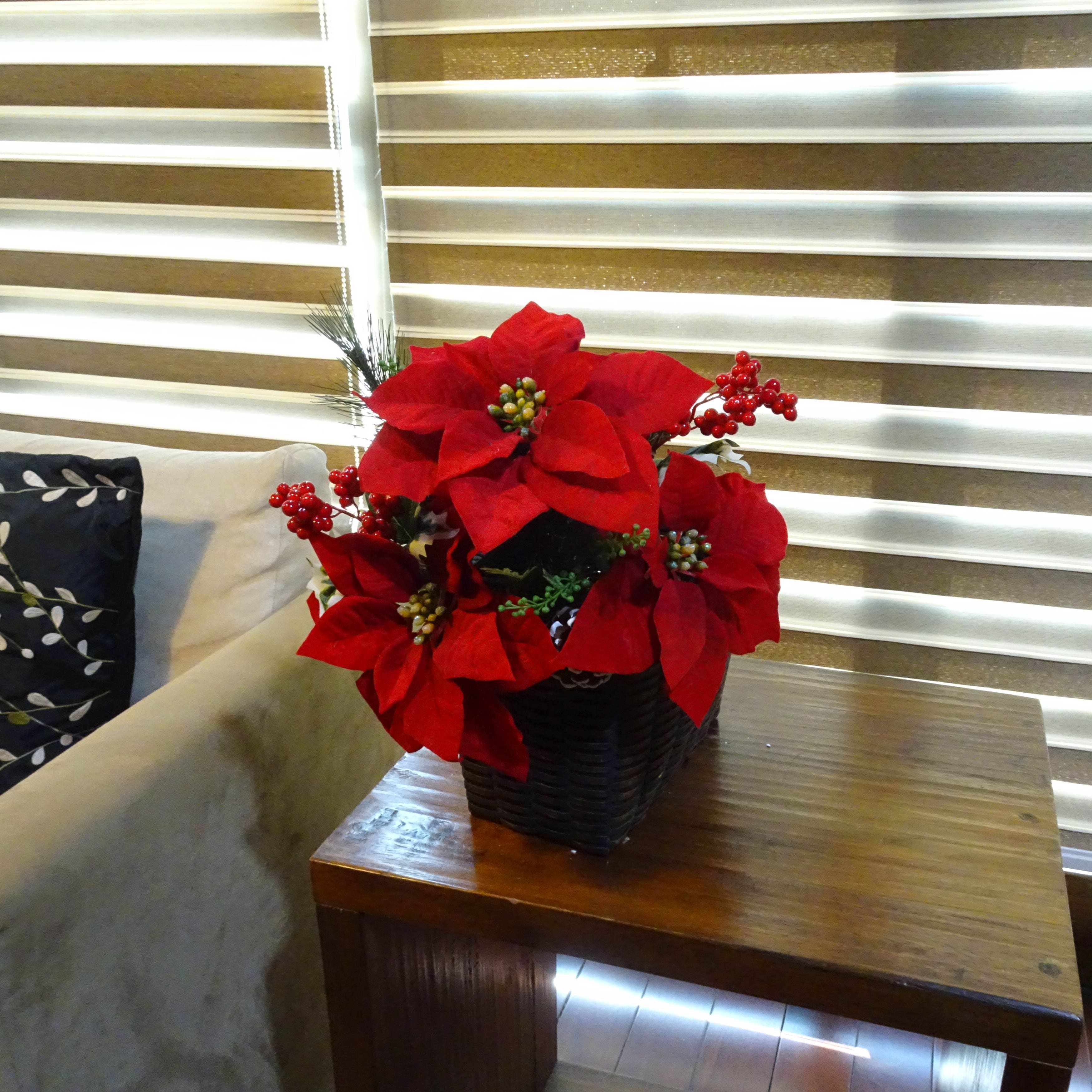 17&#x22; Red Poinsettia, Berry &#x26; Pinecone Deluxe Bush by Ashland&#xAE;