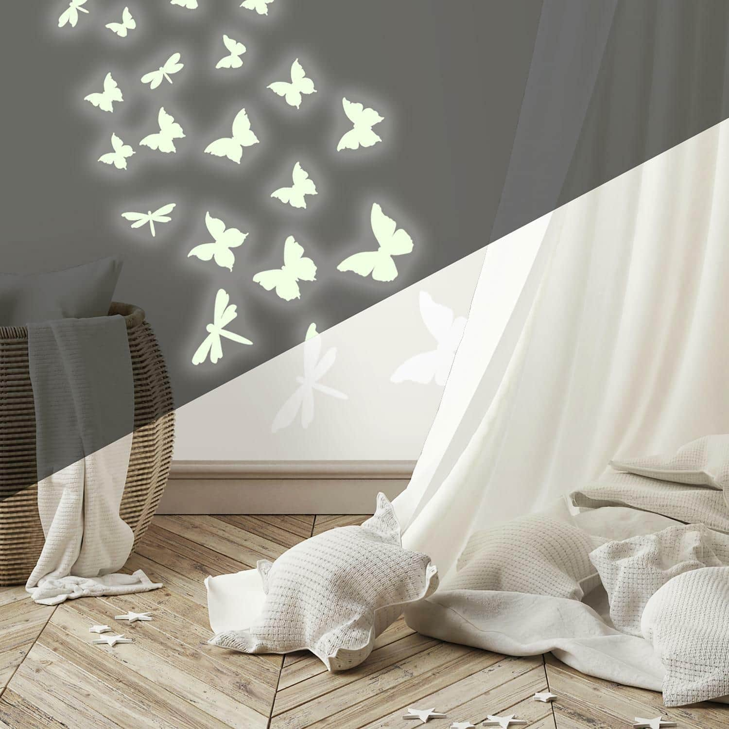 RoomMates Butterflies &#x26; Dragonflies Glow In The Dark Peel &#x26; Stick Wall Decals