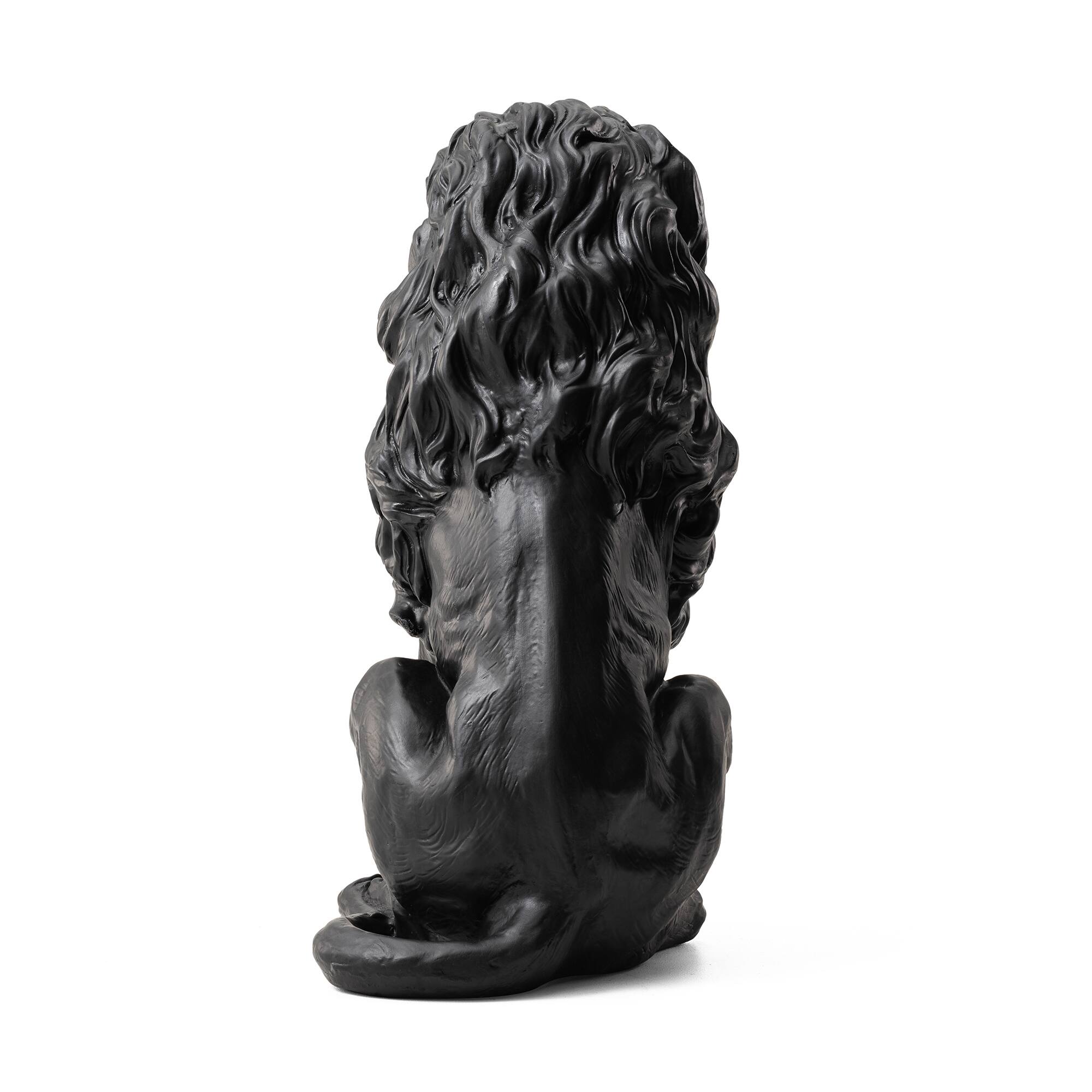 Glitzhome&#xAE; 21&#x22; Black Sitting Lion Garden Statue