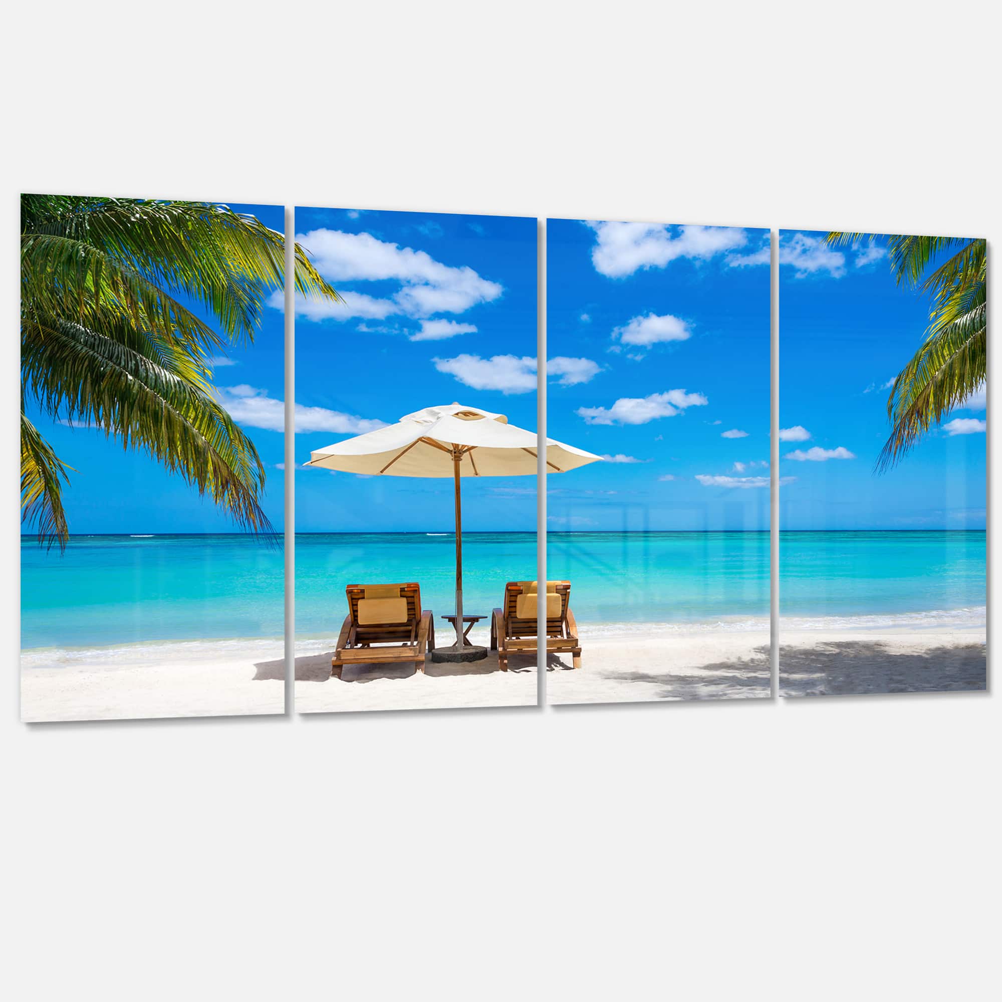 Designart - Turquoise Beach with Chairs - Seashore Photo Canvas Print