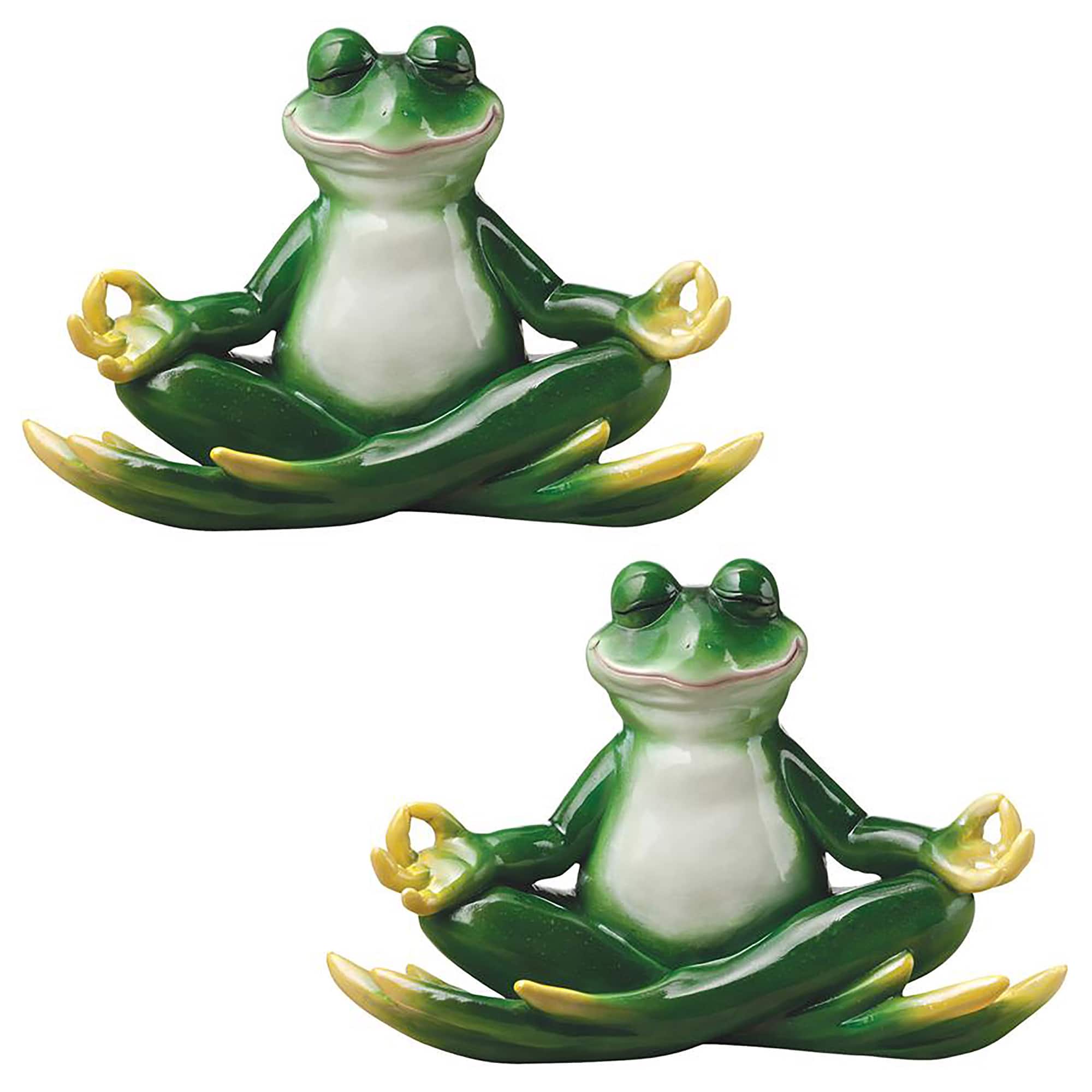 Design Toscano 12&#x22; Strike a Pose Zen Yoga Frog Statues, 2ct.