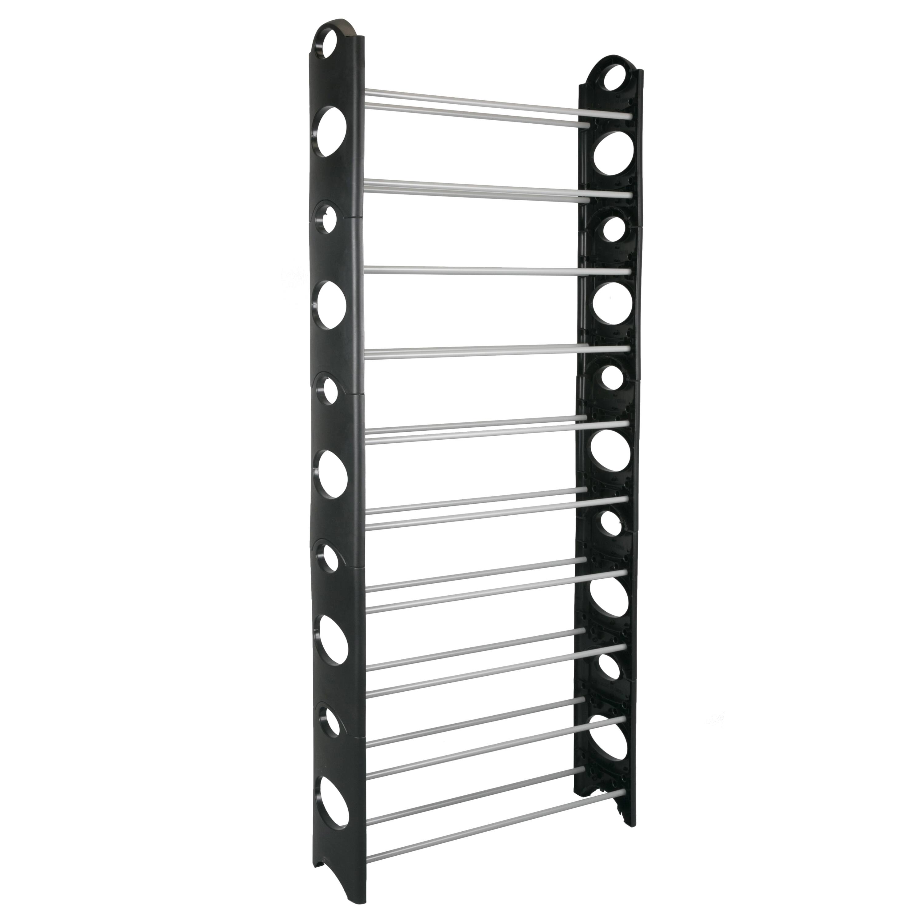 Simplify Black 30 Pair Stackable Shoe Rack