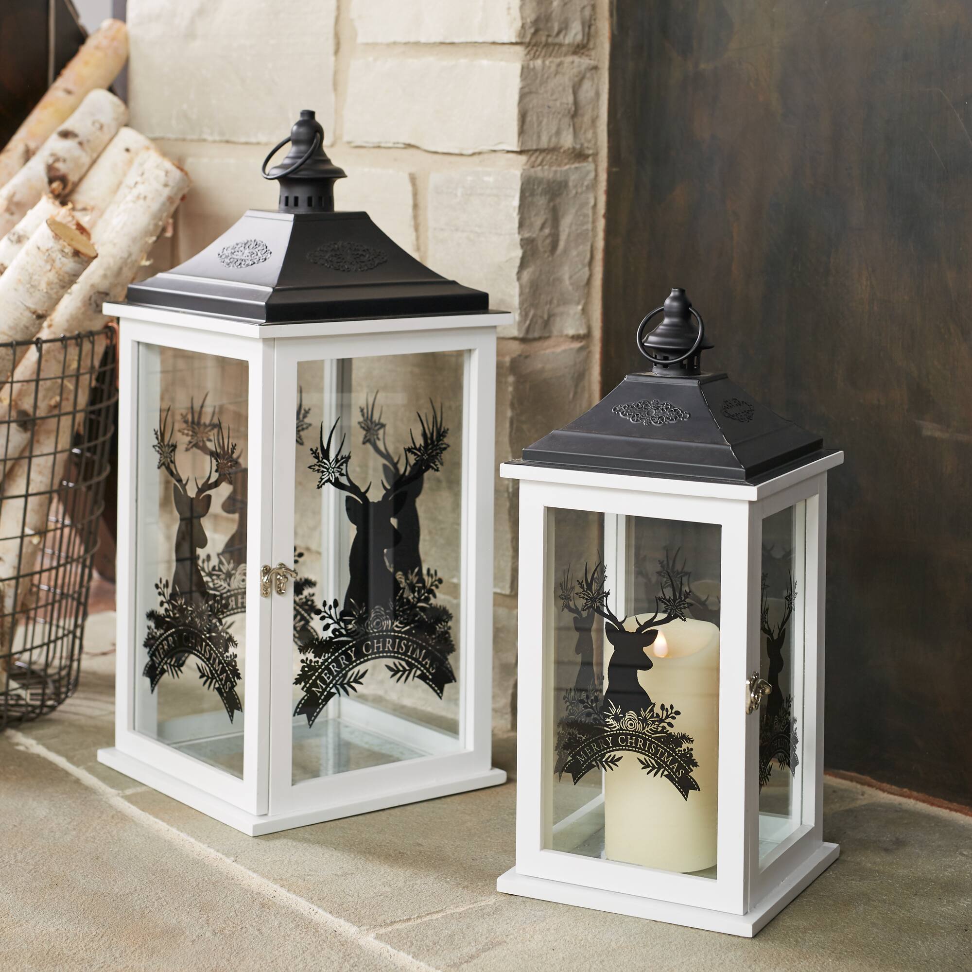 Merry Christmas Lantern Set, 22.5, 17.75&#x22;