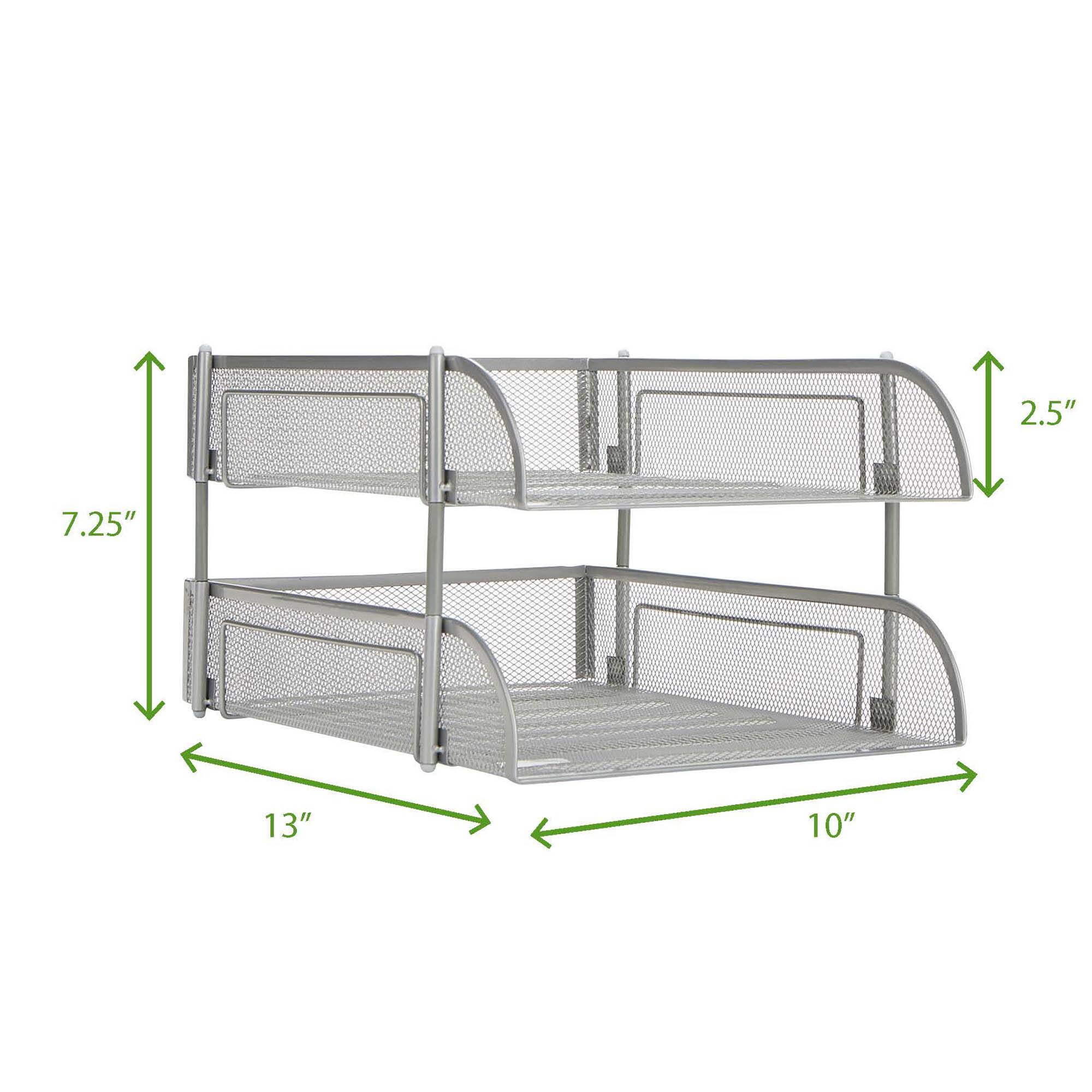 Mind Reader Silver 2 Piece Stackable Metal Mesh Letter Tray