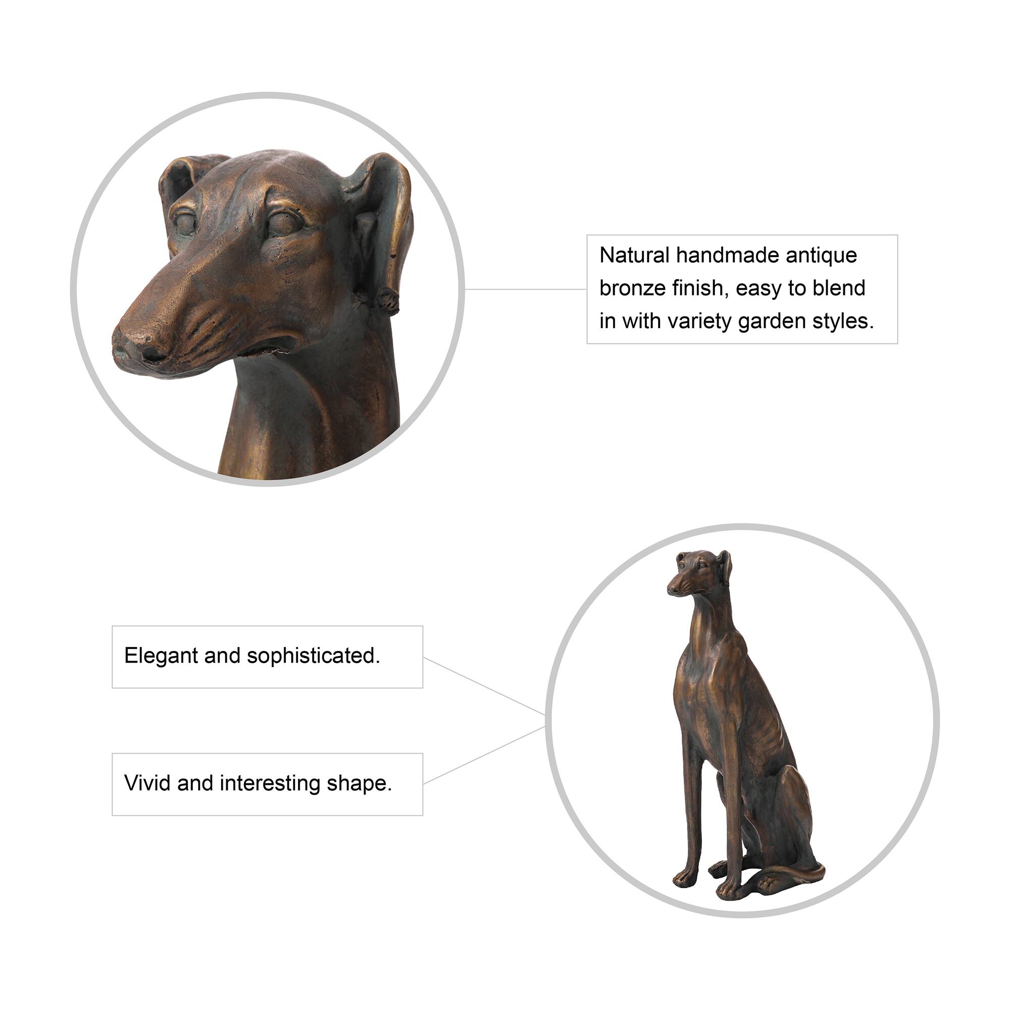 Glitzhome® 30" Sitting Left Greyhound Dog Statue