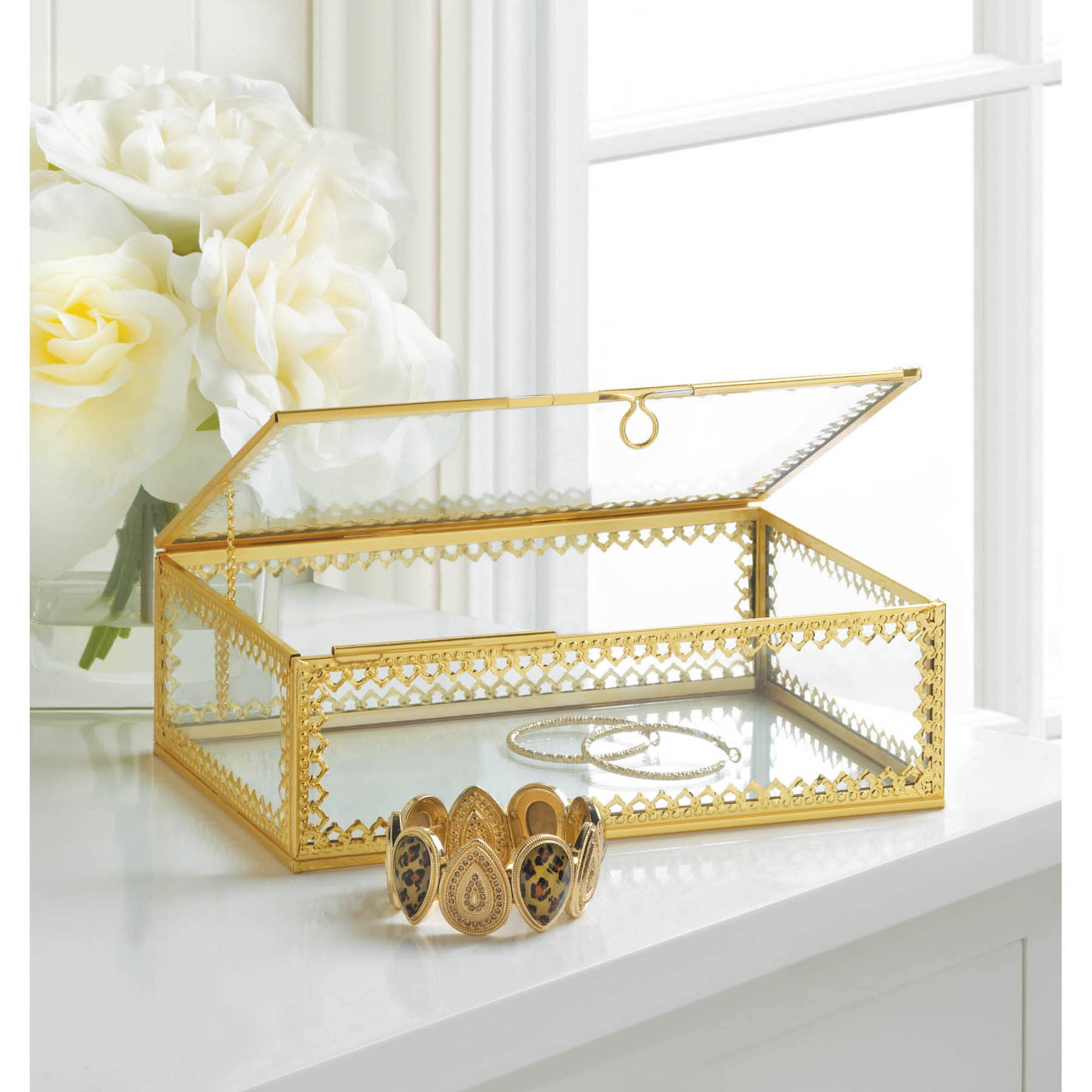 3&#x22; Gold Motif Jewelry Box