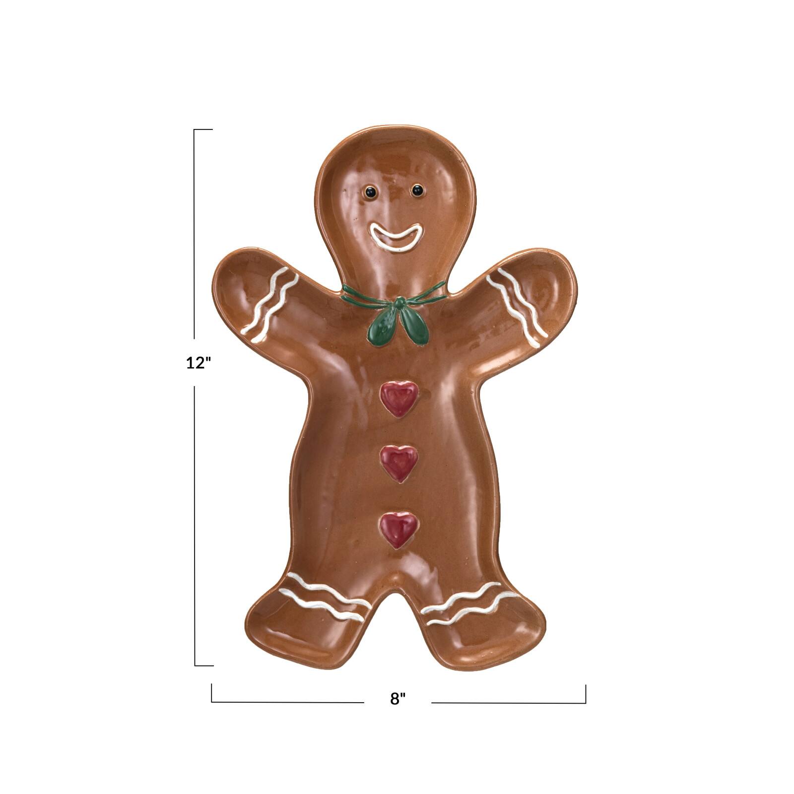 Hello Honey® 12" Brown Gingerbread Man Stoneware Platter
