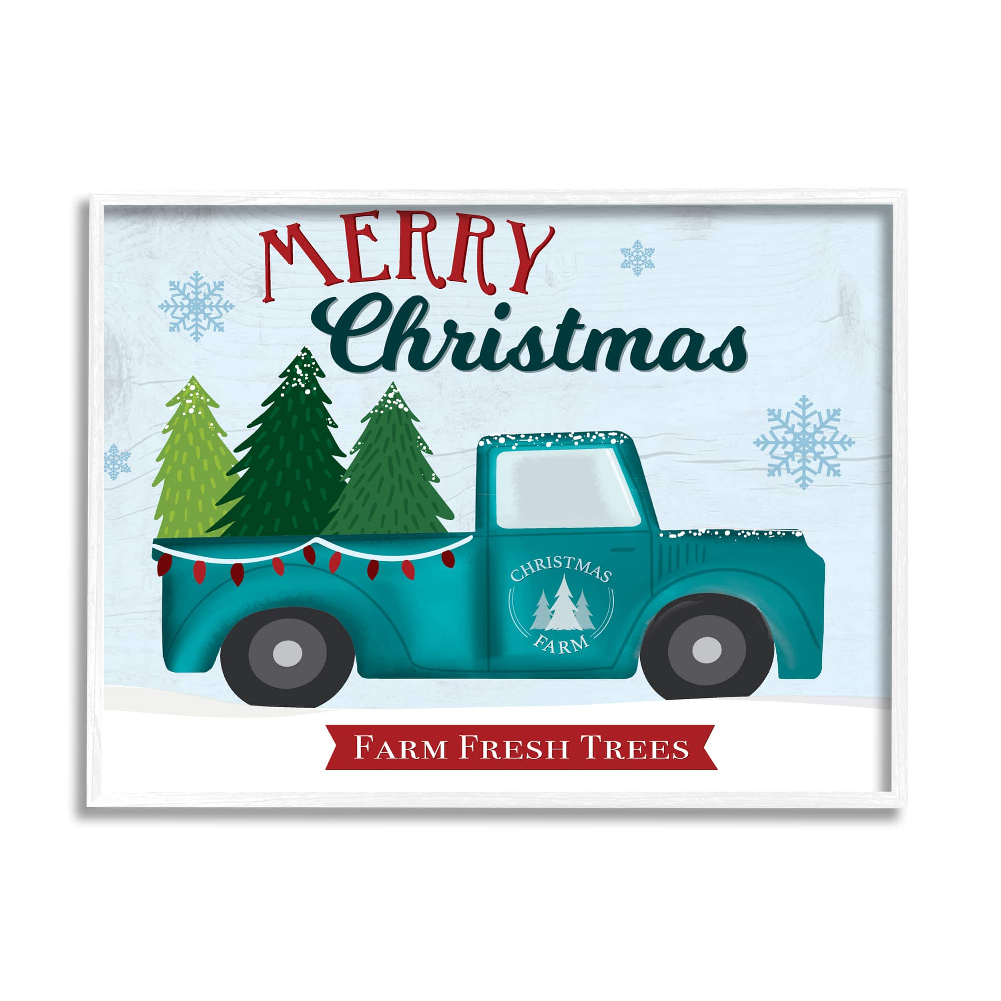 Stupell Industries Merry Christmas Farm Fresh Trees Sign Framed Giclee Art