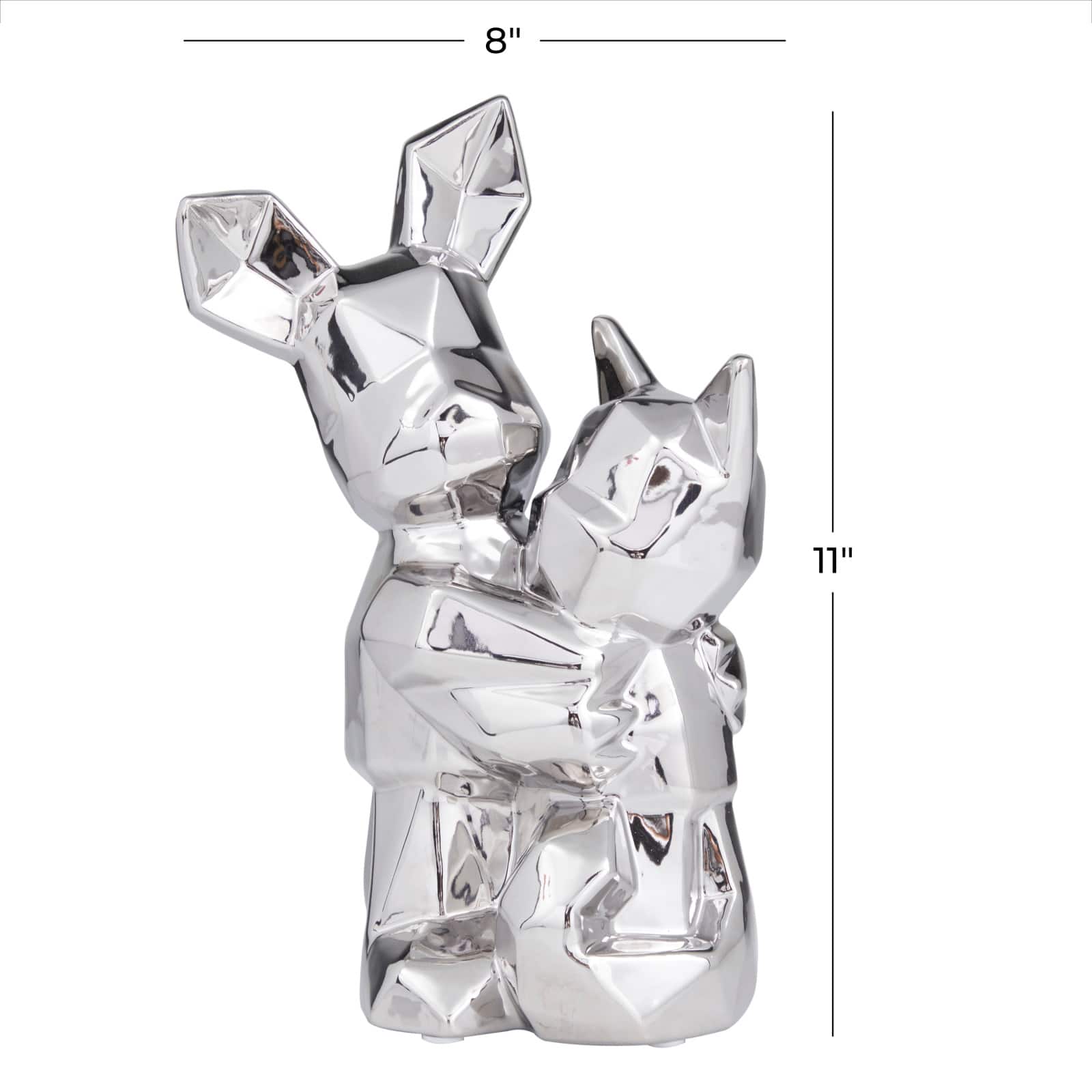 CosmoLiving by Cosmopolitan Silver Porcelain Contemporary Sculpture, 12&#x22; x 8&#x22; x 5&#x22;