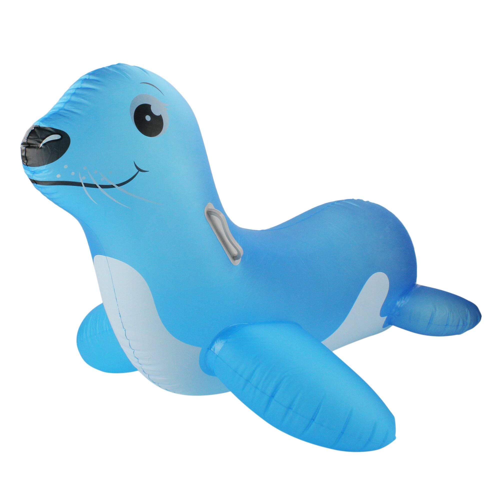 46&#x22; Blue Sea Lion Inflatable Ride-On Pool Float with Handles