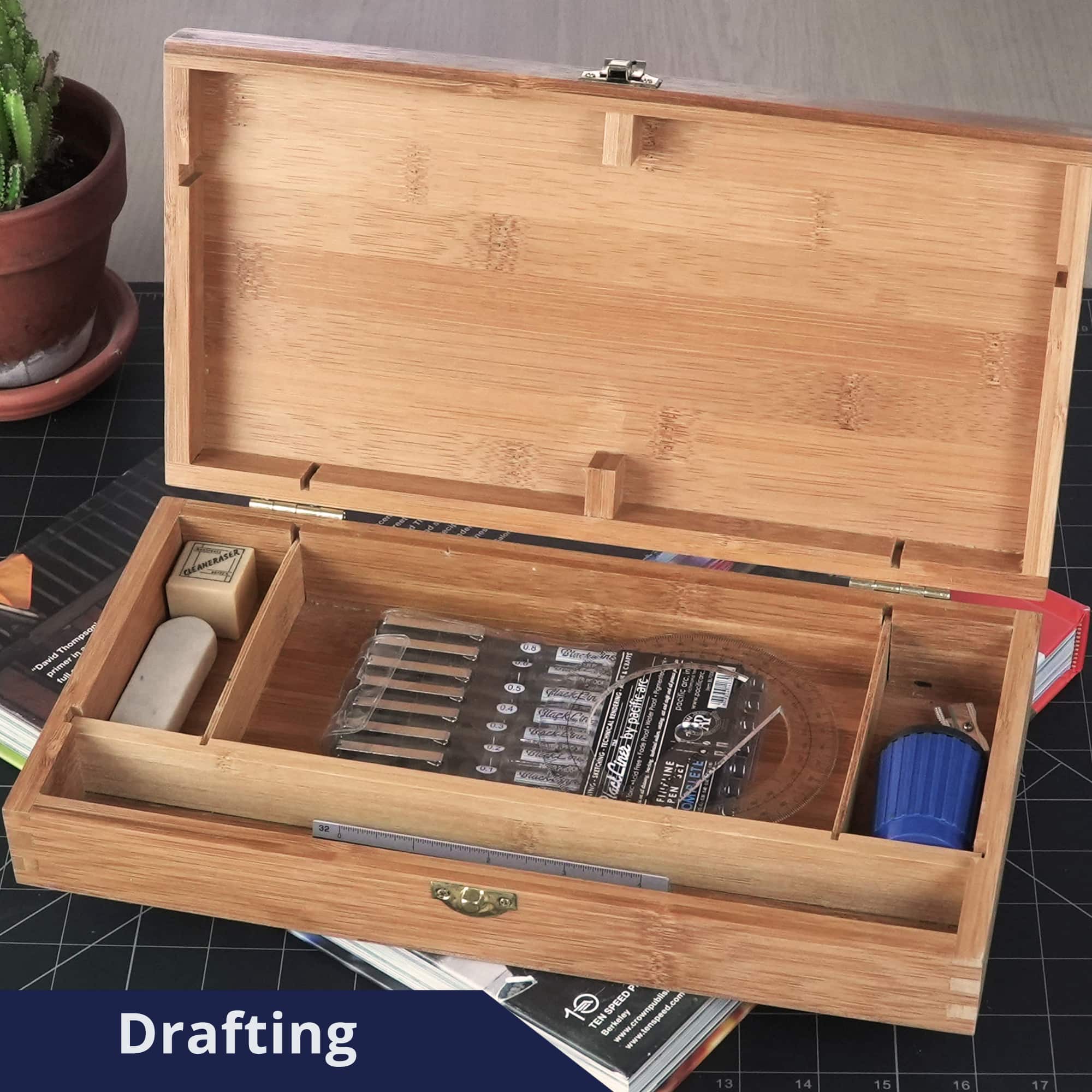 Pacific Arc 13" x 8" Bamboo Paint Box with Palette & 4 Compartments