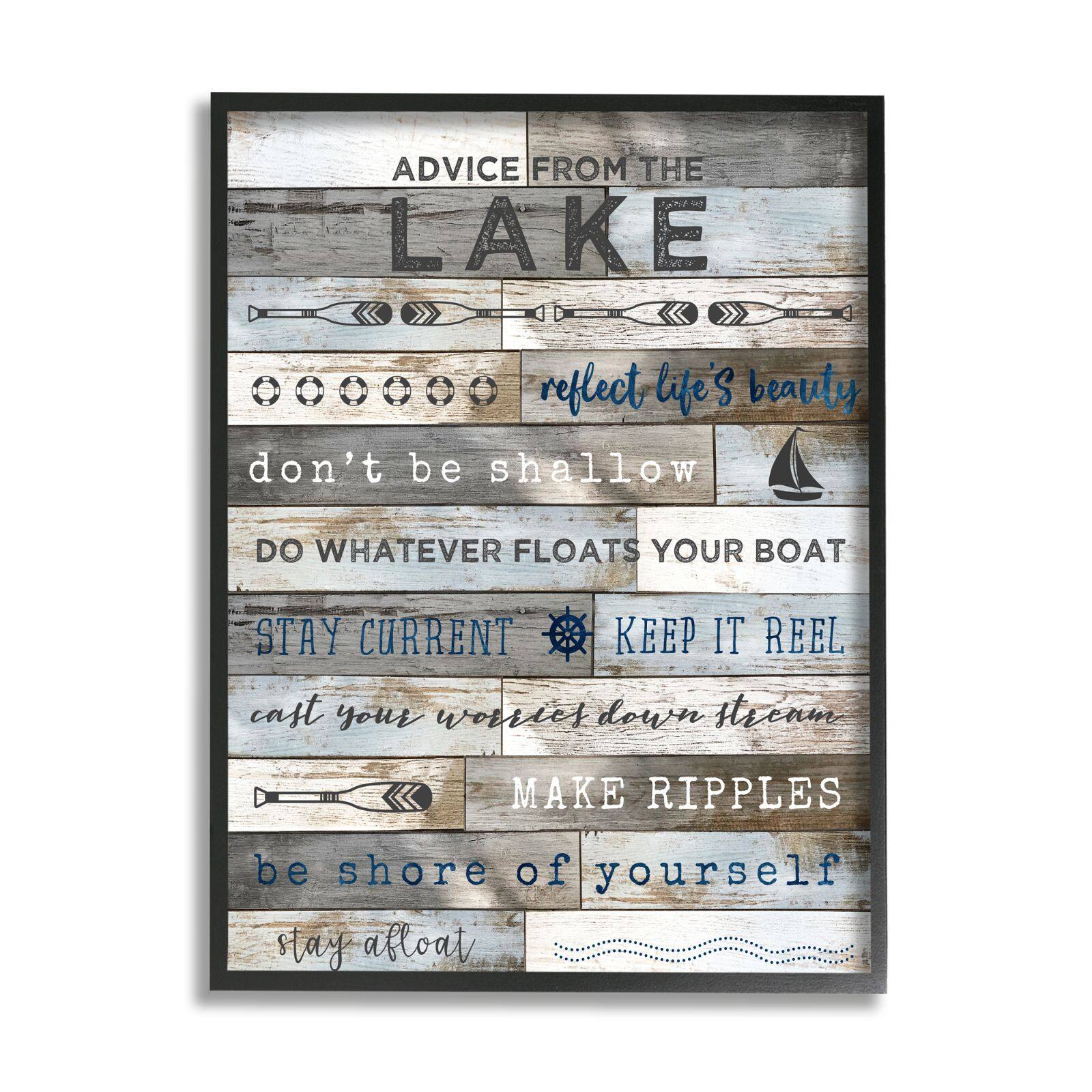 Stupell Industries Advice From the Lake List Rustic Plank Pattern Framed Wall Art