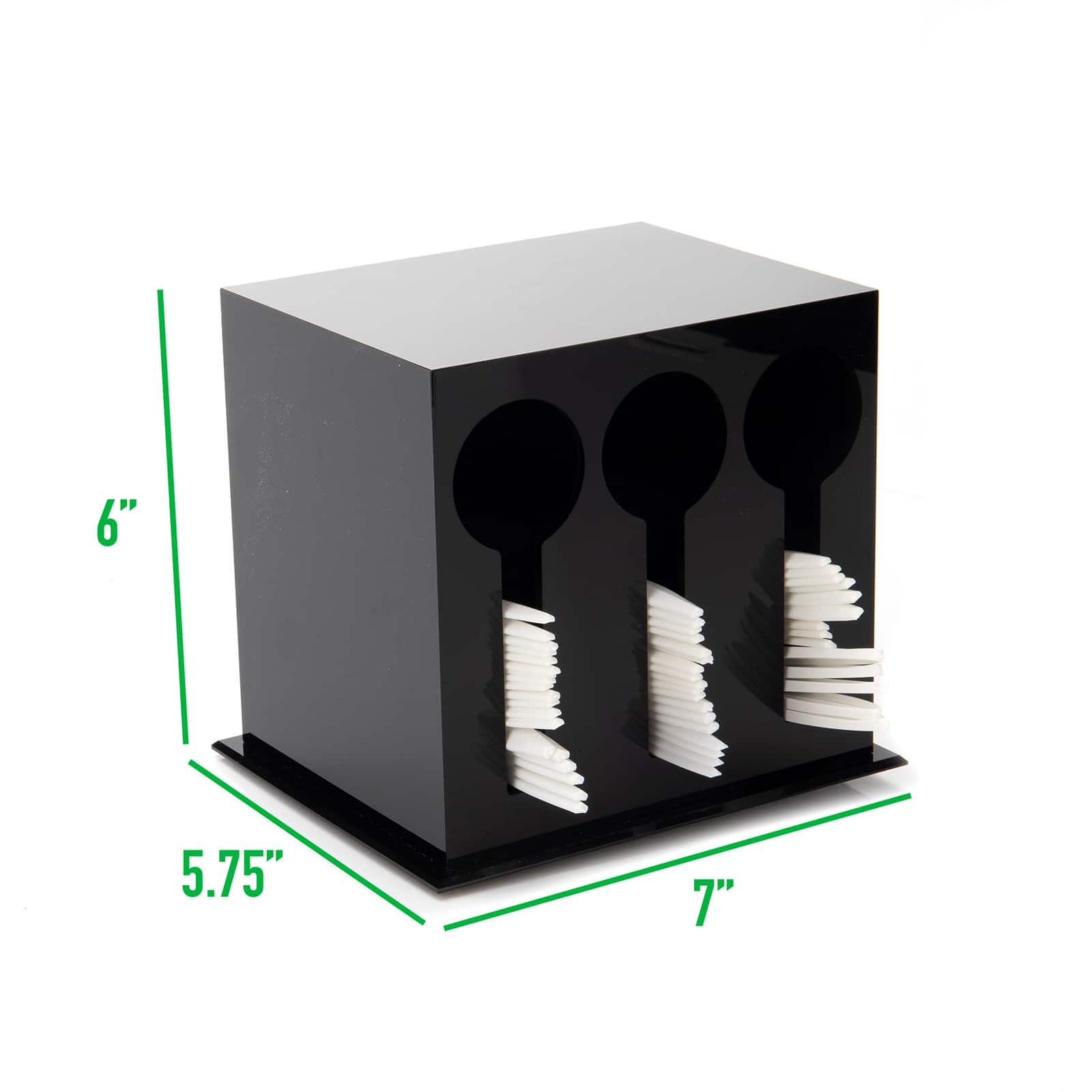 Mind Reader Black 3 Compartment Plastic Utensil Dispenser &#x26; Cutlery Organizer